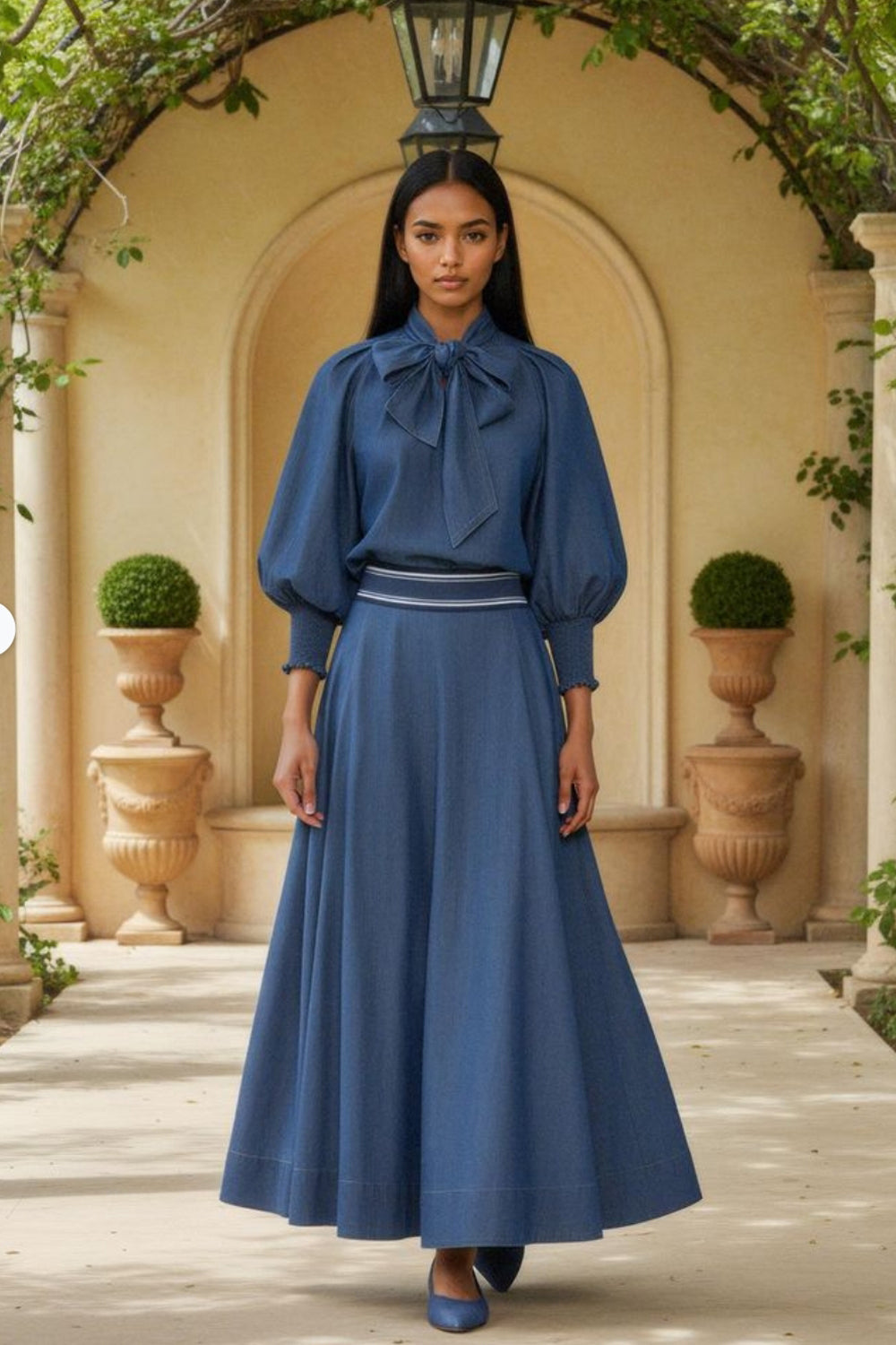 LONG DENIM SKIRT WITH ELASTIC WAIST AND SIDE POCKETS - ESSENTIALS JIORO ДЪЛГА ПОЛА ОТ ДЕНИМ С ЛАСТИК И СТРАНИЧНИ ДЖОБОВЕ - ESSENTIALS JIORO