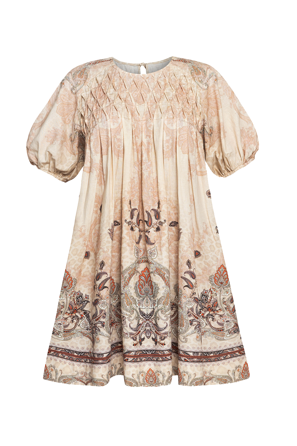 РОКЛЯ С РОЗЕТКА ОТ ЛЕН ВИСКОЗА - PAISLEY BEIGE