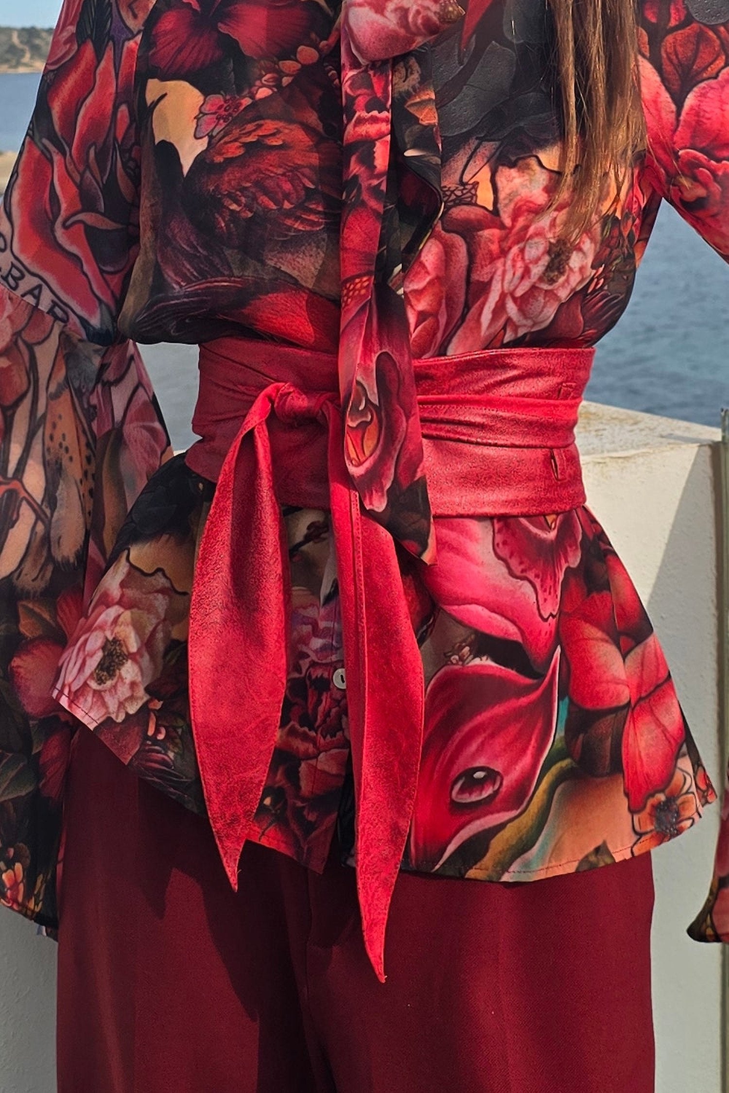 WRAP-STYLE BELT - SUEDE-LIKE IMITATION IN RED - ESSENTIALS