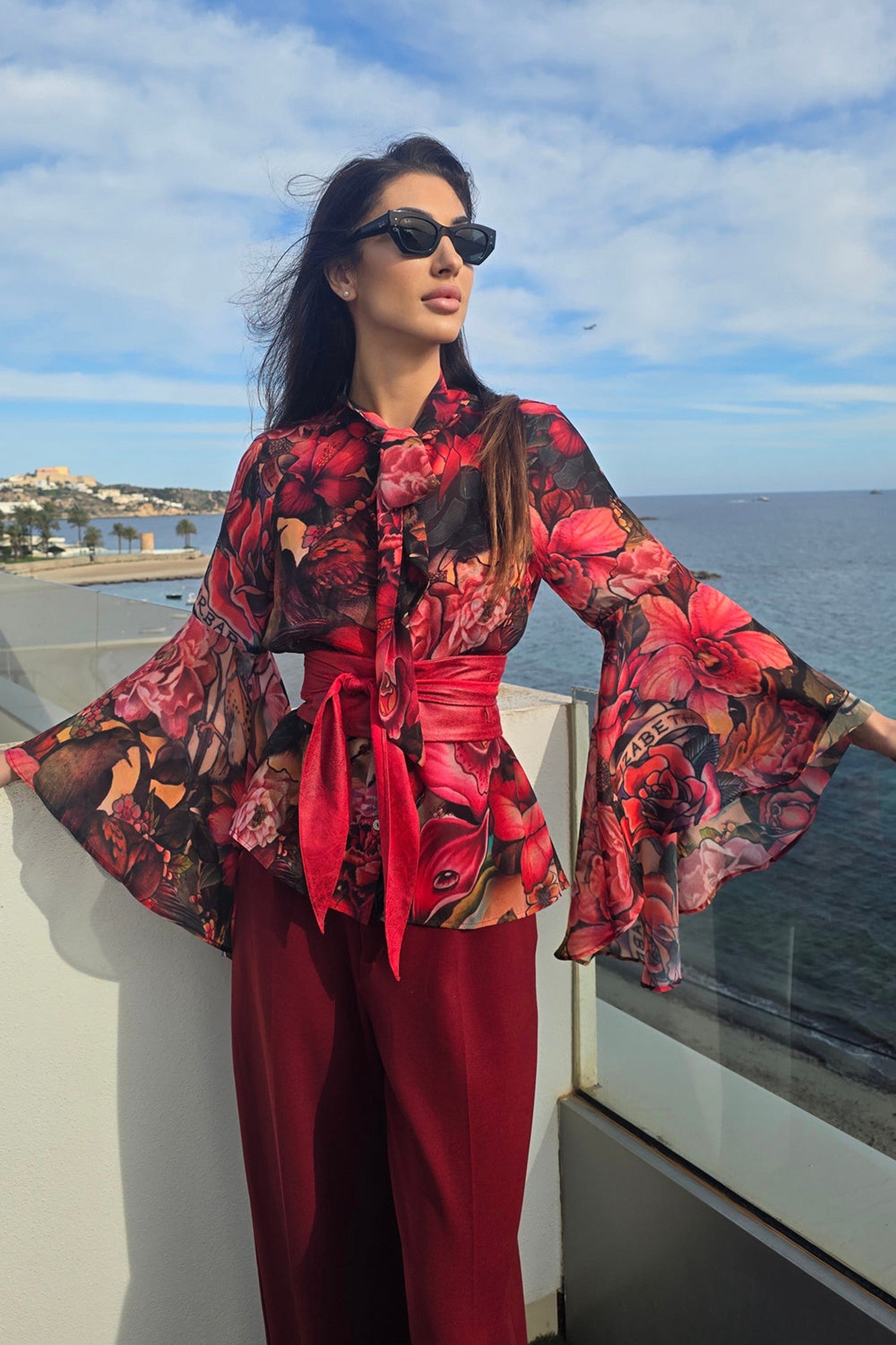 WRAP-STYLE BELT - SUEDE-LIKE IMITATION IN RED - ESSENTIALS