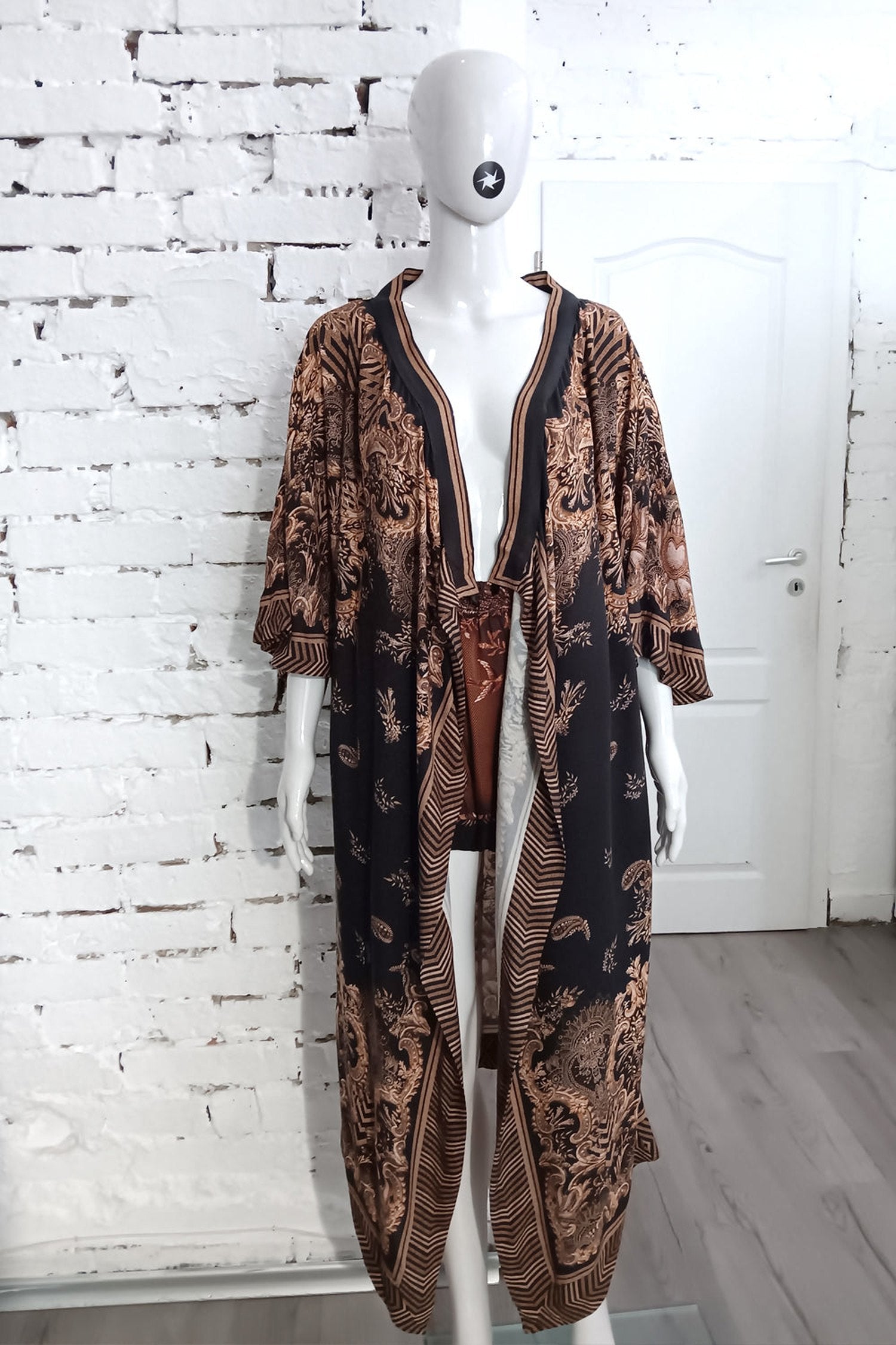 TWILL VISOSE KIMONO – GOLDEN STRIPES