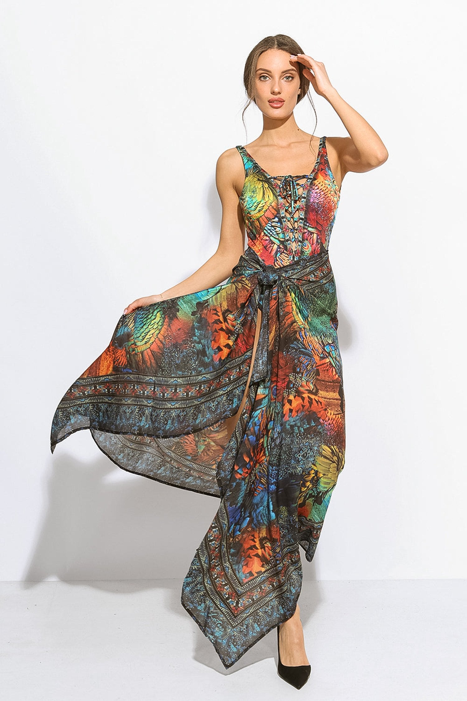 СЕТ ПАРЕО И ШАЛ ОТ ВИСКОЗА С КОПРИНА - AMAZONIA