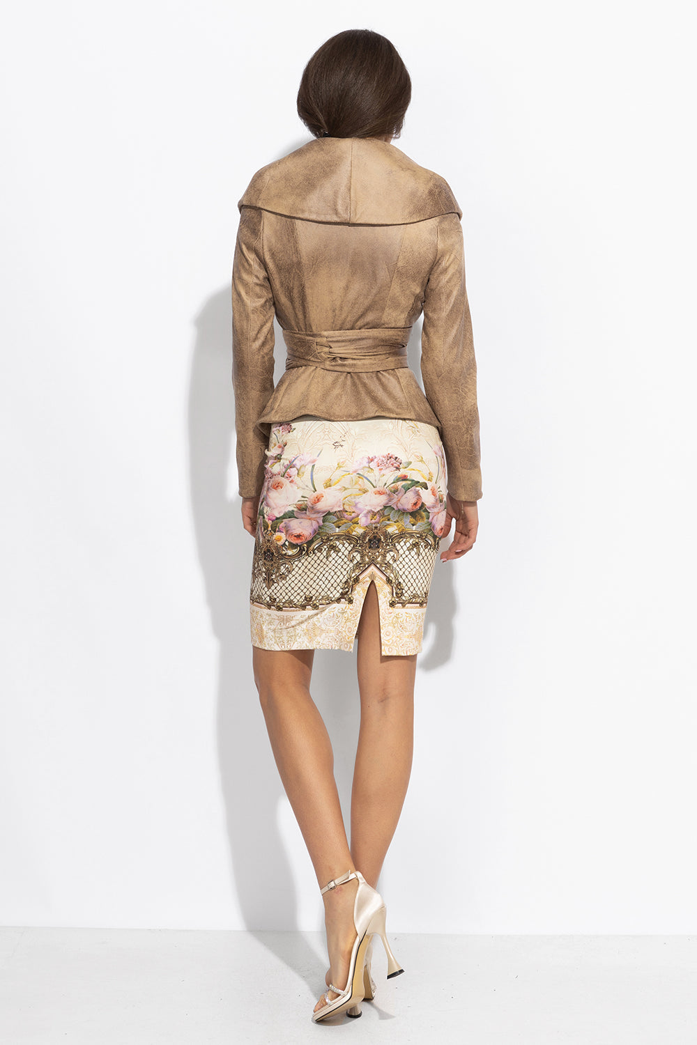 БЛЕЙЗЕР С ШАЛ ЯКА ОТ ВЕЛУР В ЦВЯТ КАПУЧИНО - ESSENTIALS