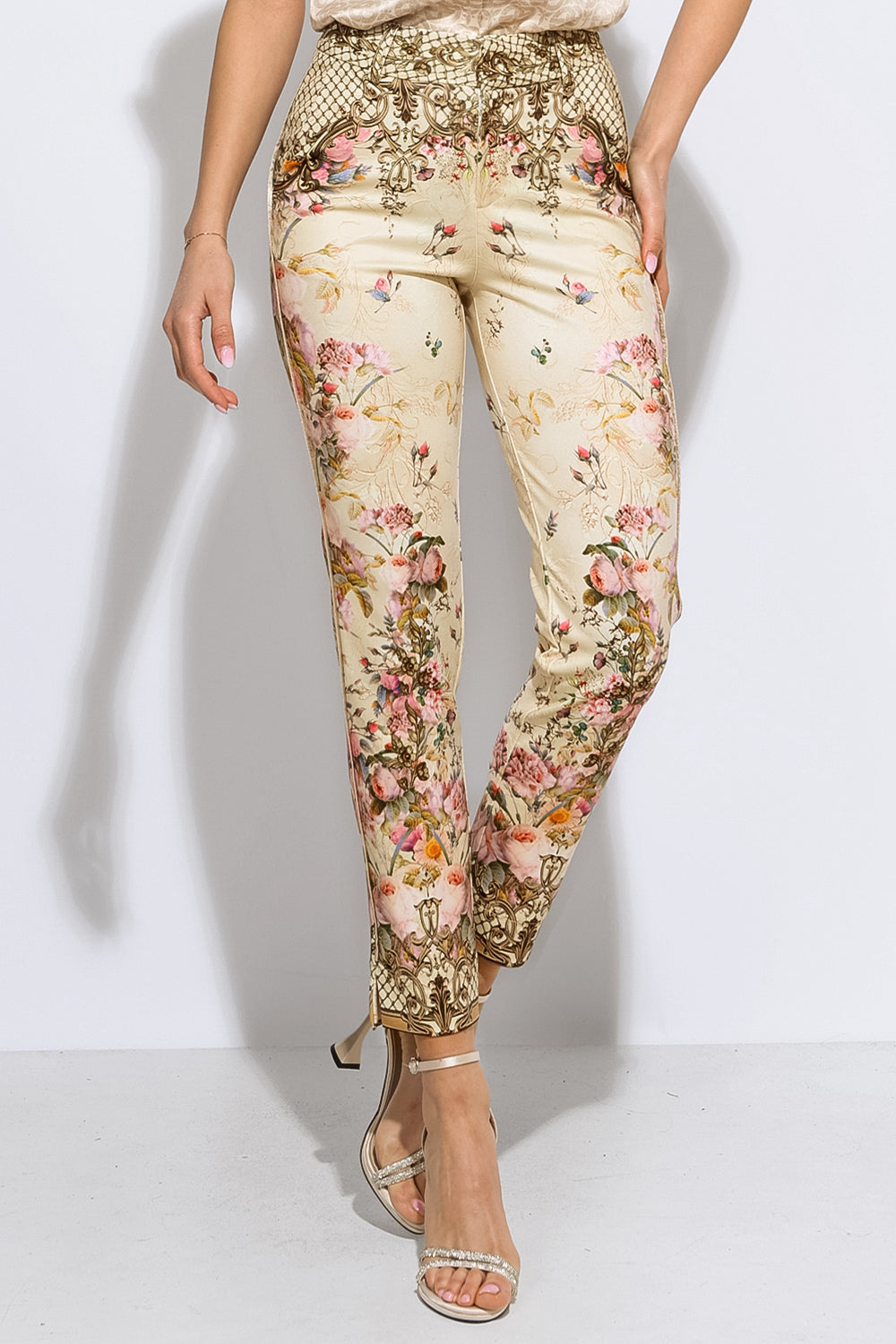 CLASSIC VISCOSE PANTS - BAROQUE FLOWERS JIORO КЛАСИЧЕСКИ ПАНТАЛОН ОТ ВИСКОЗА - BAROQUE FLOWERS JIORO