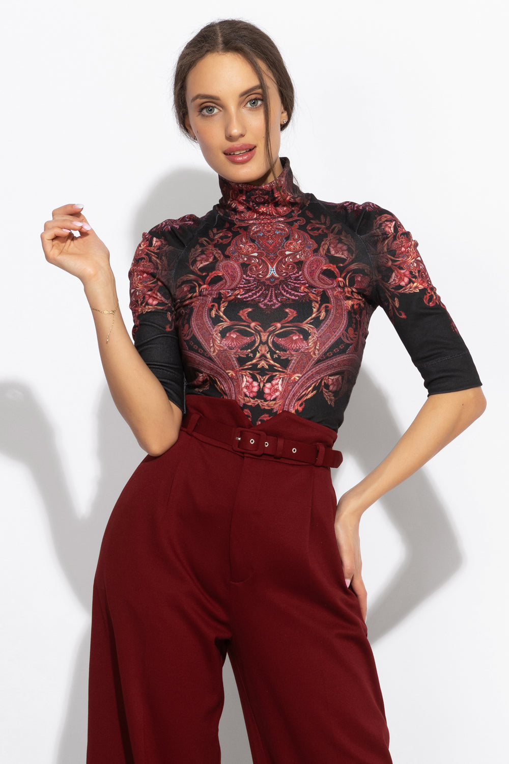 SIGNATURE PRINTED BLOUSE - PAISLEY DARK JIORO ТОП С ПРИНТ - PAISLEY DARK JIORO