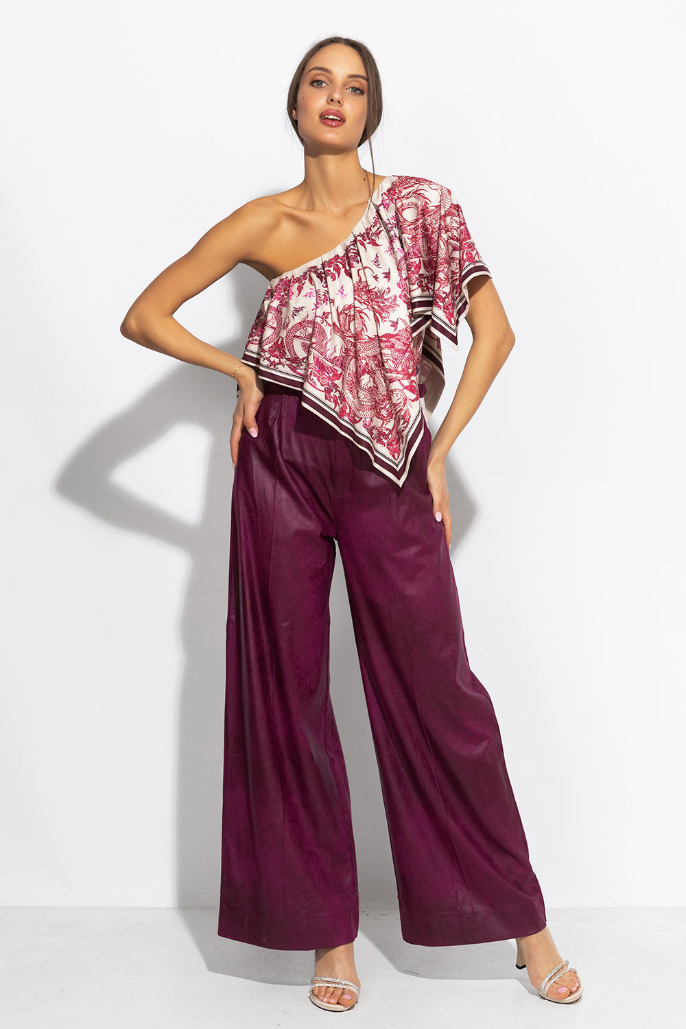 ELEGANT TOP WITH BARE SHOULDER - ASIA BORDEAUX
