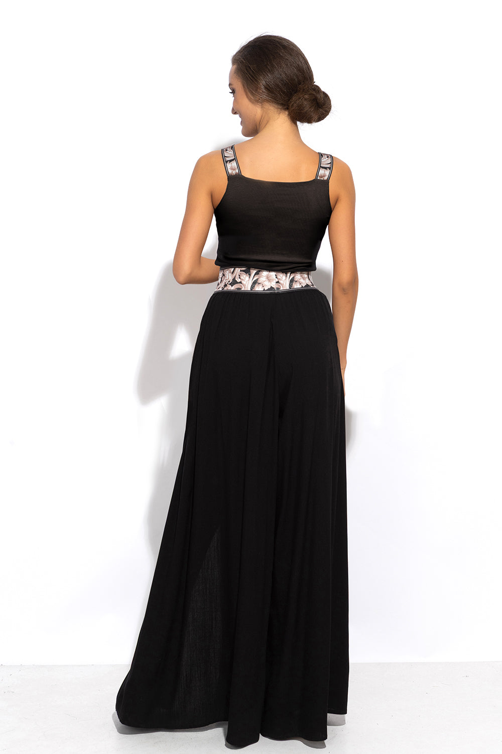 JERSEY TANK TOP IN BLACK WITH ELASTIC STRAPS BAROQUE PEARL - ESSENTIALS