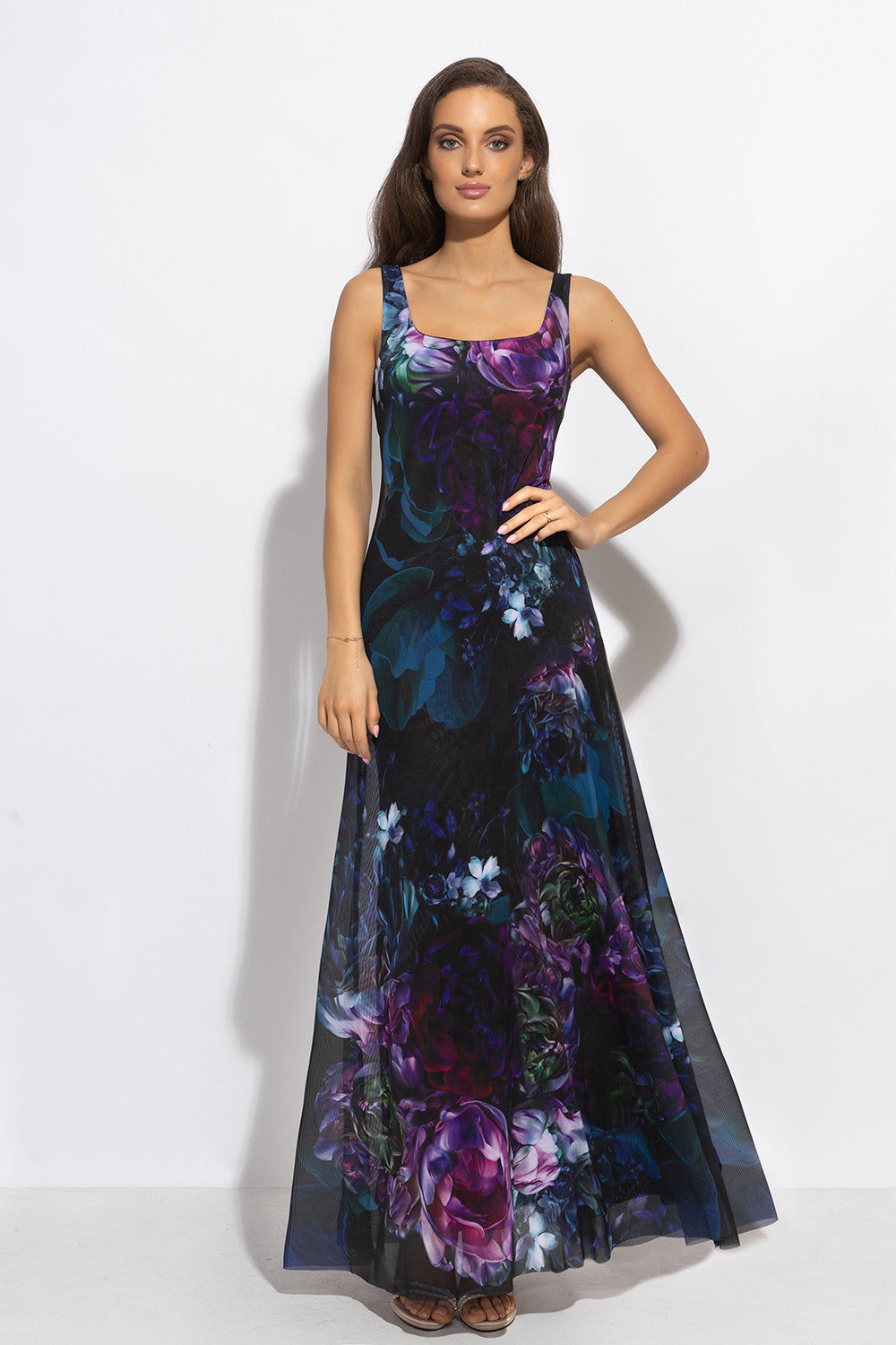 BACKLESS LONG DRESS - PEONIES