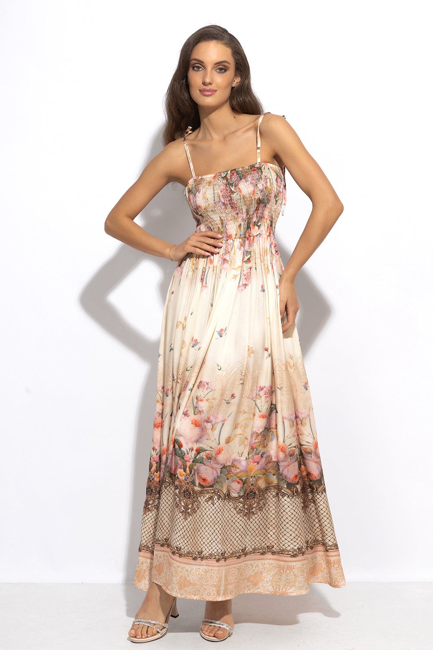 VISCOSE DRESS WITH STRAPS - BAROQUE FLOWERS
