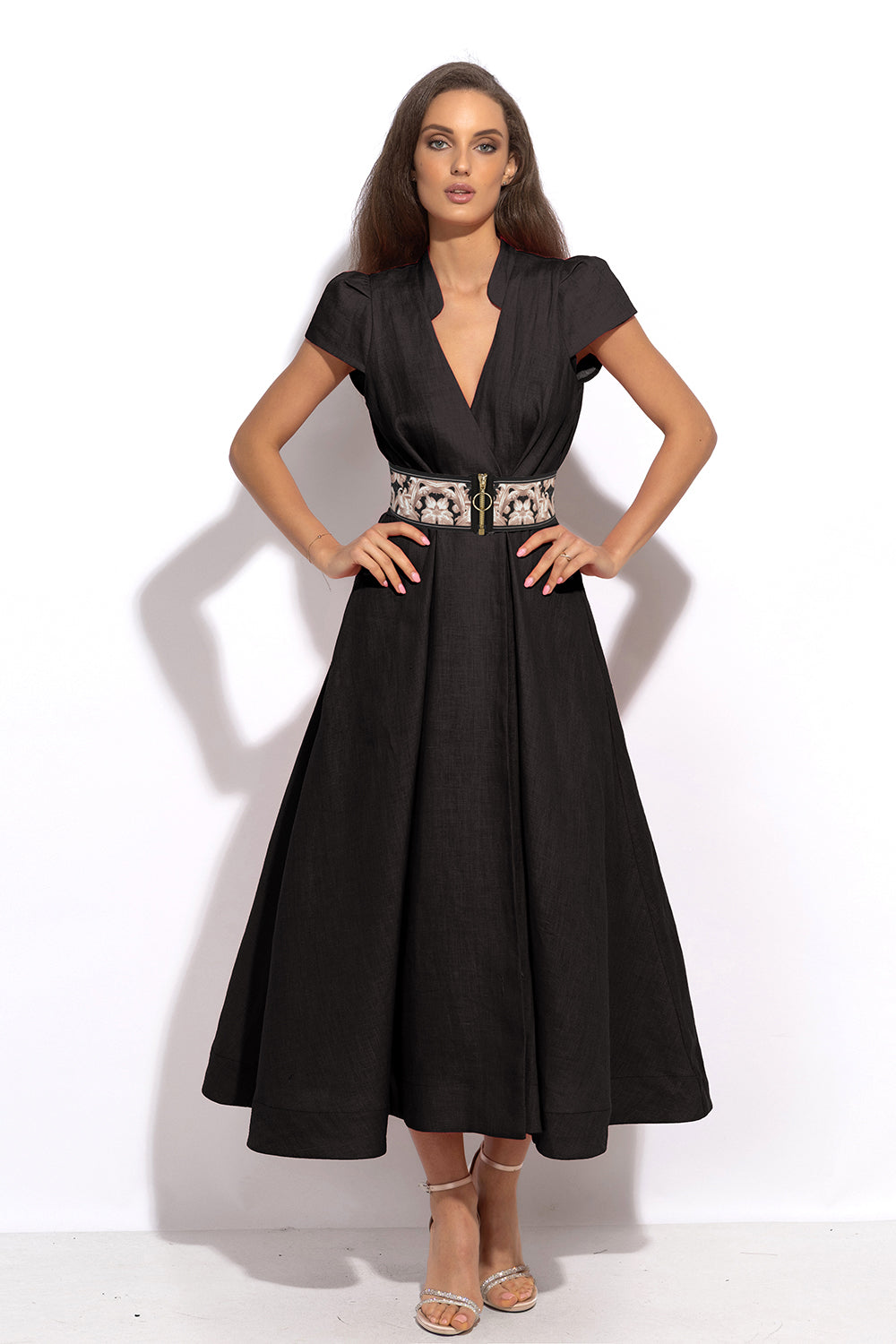 WIDE ELASTIC BELT WITH ZIPPER - BAROQUE PEARL