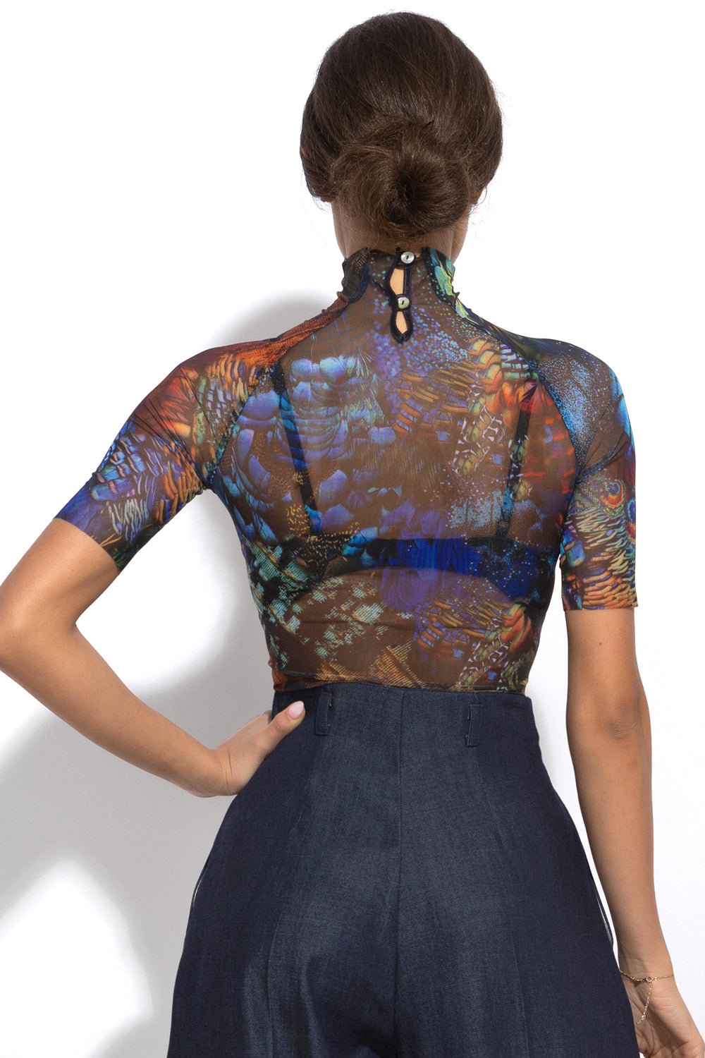 SHORT SLEEVE MESH BODYSUIT - AMAZONIA JIORO БОДИ С КЪС РЪКАВ ОТ МРЕЖА - AMAZONIA JIORO