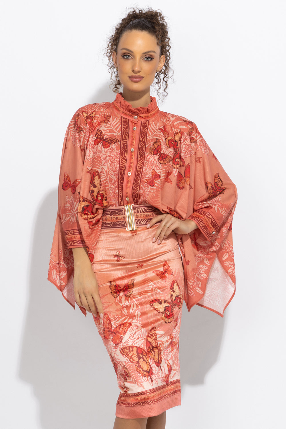 WIDE ELASTIC BELT WITH BUCKLE - PAPAYA BUTTERFLIES JIORO ЕЛАСТИЧЕН ШИРОК КОЛАН С КАТАРАМА - PAPAYA BUTTERFLIES JIORO