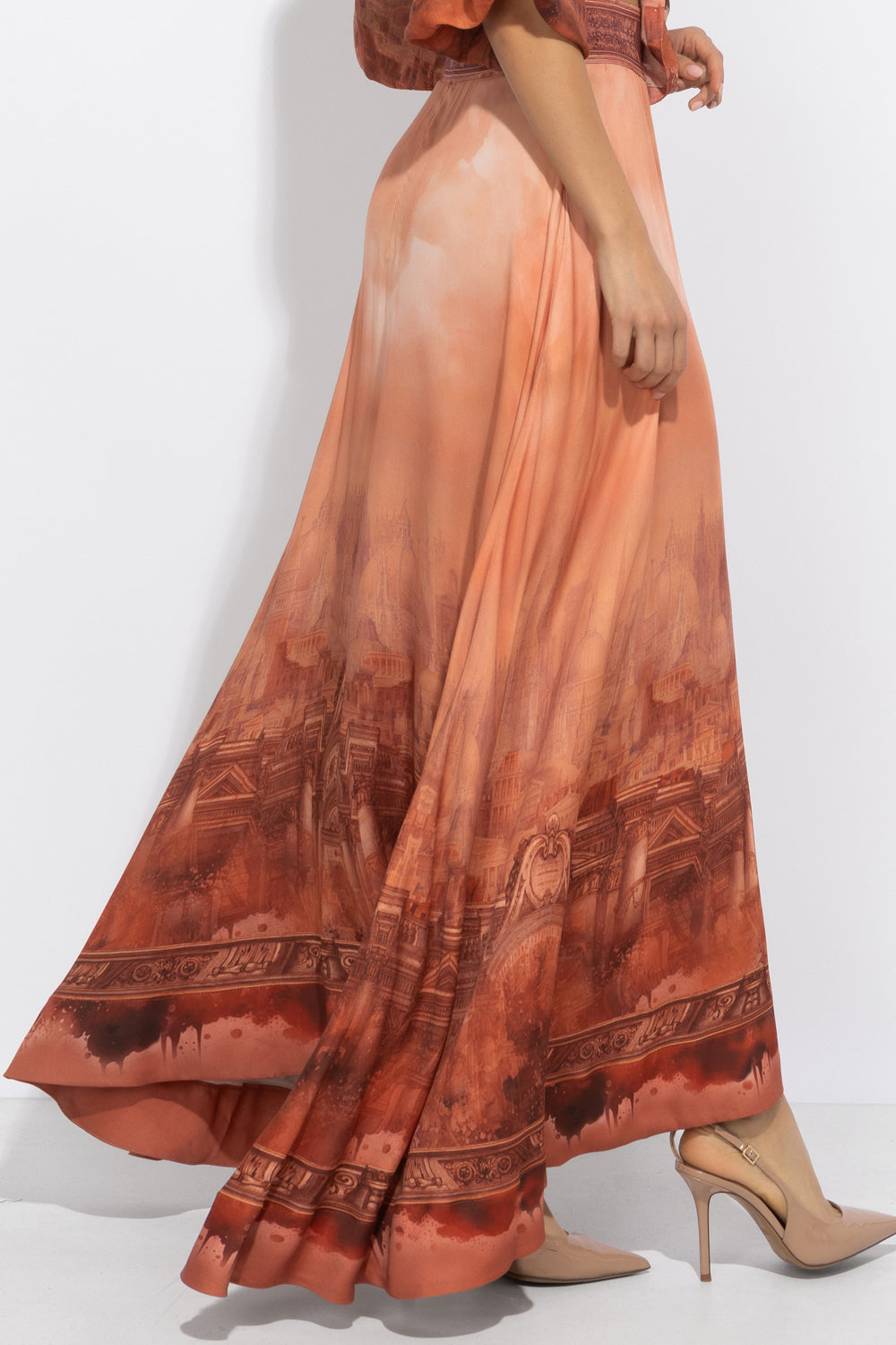 LONG VISCOSE SKIRT WITH ELASTIC WAIST AND SIDE POCKETS - ANCIENT TOWN