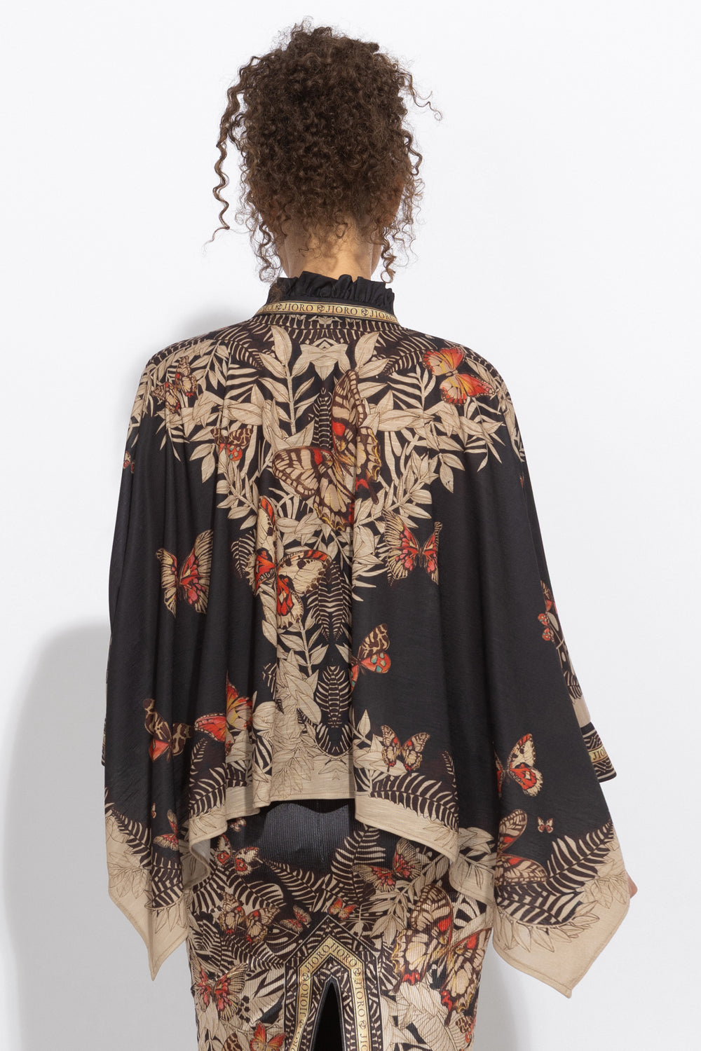 SQUARE TUNIC WITH RUFFLED COLLAR - MIDNIGHT BUTTERFLIES