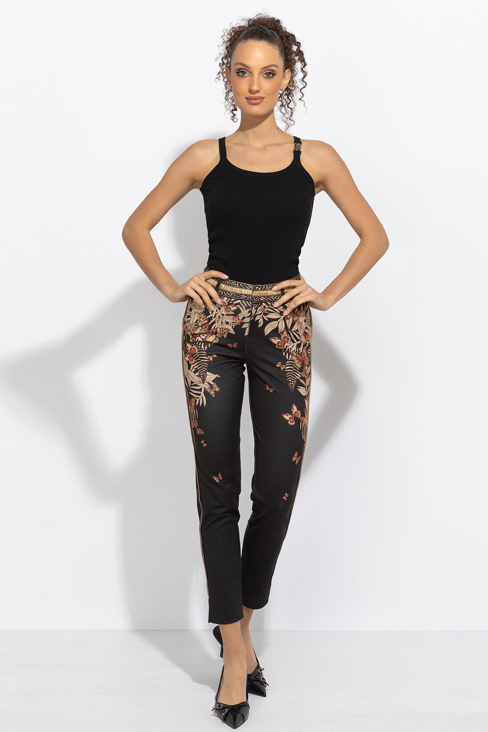 COTTON RIBBED CAMI TOP WITH THIN STRAPS IN BLACK - ESSENTIALS JIORO ТОП С ТЪНКИ ПРЕЗРАМКИ ОТ ПАМУЧЕН РИПС В ЧЕРНО – ESSENTIALS JIORO