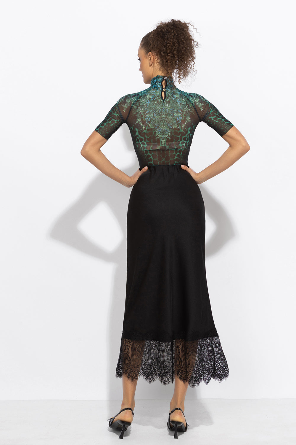 БОДИ С КЪС РЪКАВ ОТ МРЕЖА - LEO NEON GREEN