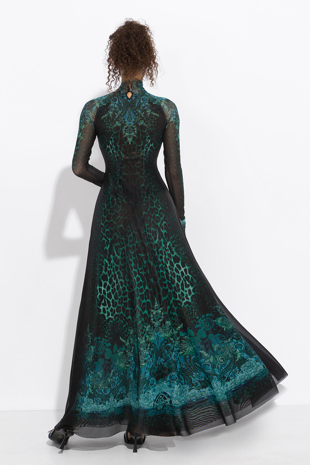 LONG FINE NET DRESS - LEO NEON GREEN