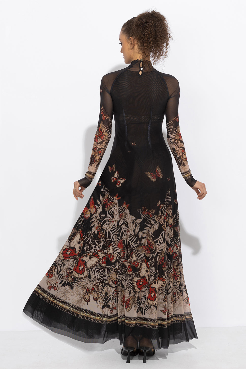 LONG FINE NET DRESS - MIDNIGHT BUTTERFLIES JIORO ДЪЛГА РОКЛЯ ОТ ФИНА МРЕЖА - MIDNIGHT BUTTERFLIES JIORO