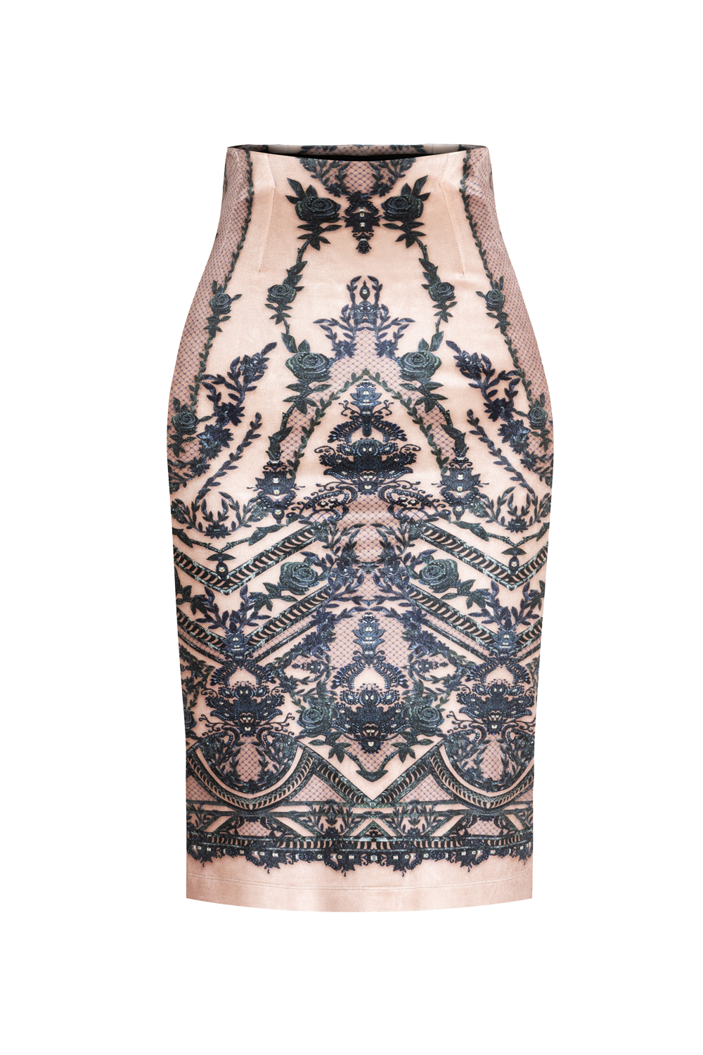 KNEE-LENGTH VELVET SKIRT - GRAFFITI POWDER JIORO ПОЛА ДО КОЛЯНОТО ОТ КАДИФЕ - GRAFFITI POWDER JIORO