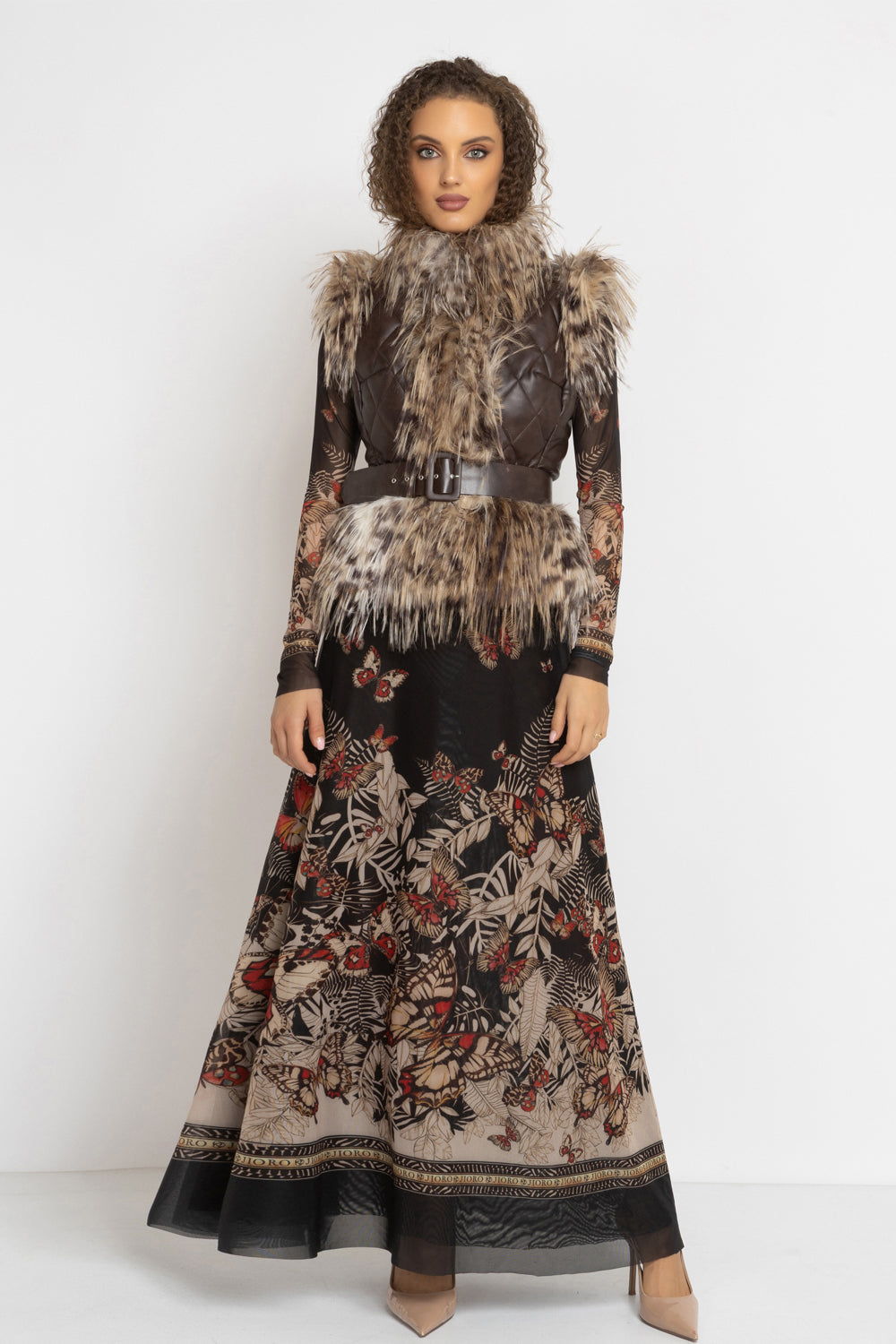 LEATHER-EFFECT GILET WITH SERVAL FUR TEXTURE - ESSENTIALS JIORO ЕЛЕК С ЕФЕКТ НА КОЖА И ИМИТАЦИЯ НА КОСЪМ SERVAL - ESSENTIALS JIORO