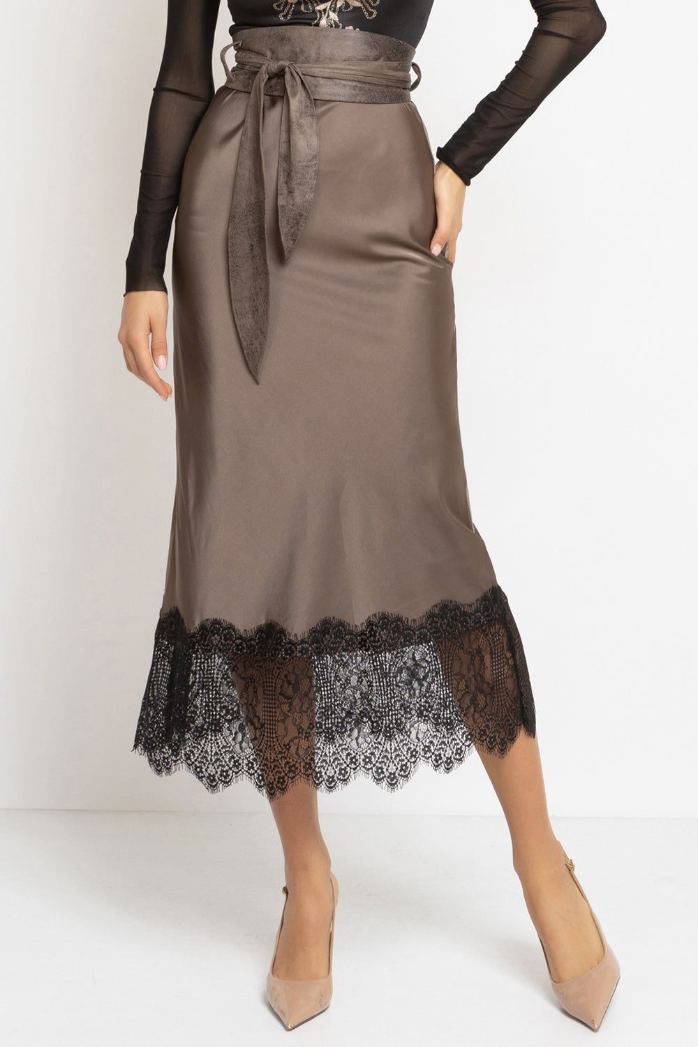 WRAP-STYLE BELT SUEDE-LIKE IN MOCHA - ESSENTIALS - JIORO КОЛАН ОТ ВЕЛУР В ЦВЯТ МОКА - ESSENTIALS JIORO