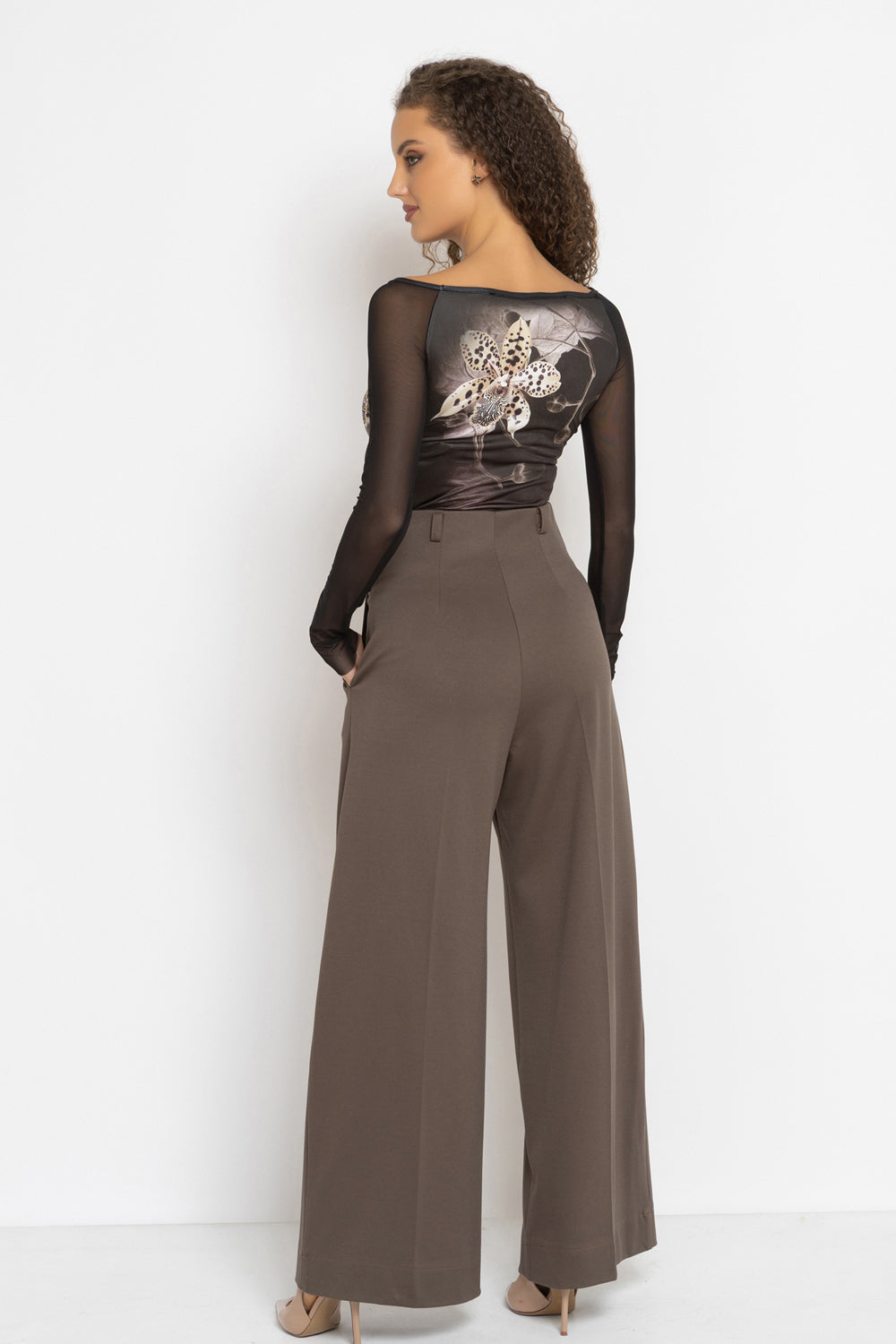 BLOUSE WITH NET SLEEVE - LEO ORCHID JIORO БЛУЗА С РЪКАВИ ОТ МРЕЖА - LEO ORCHID JIORO