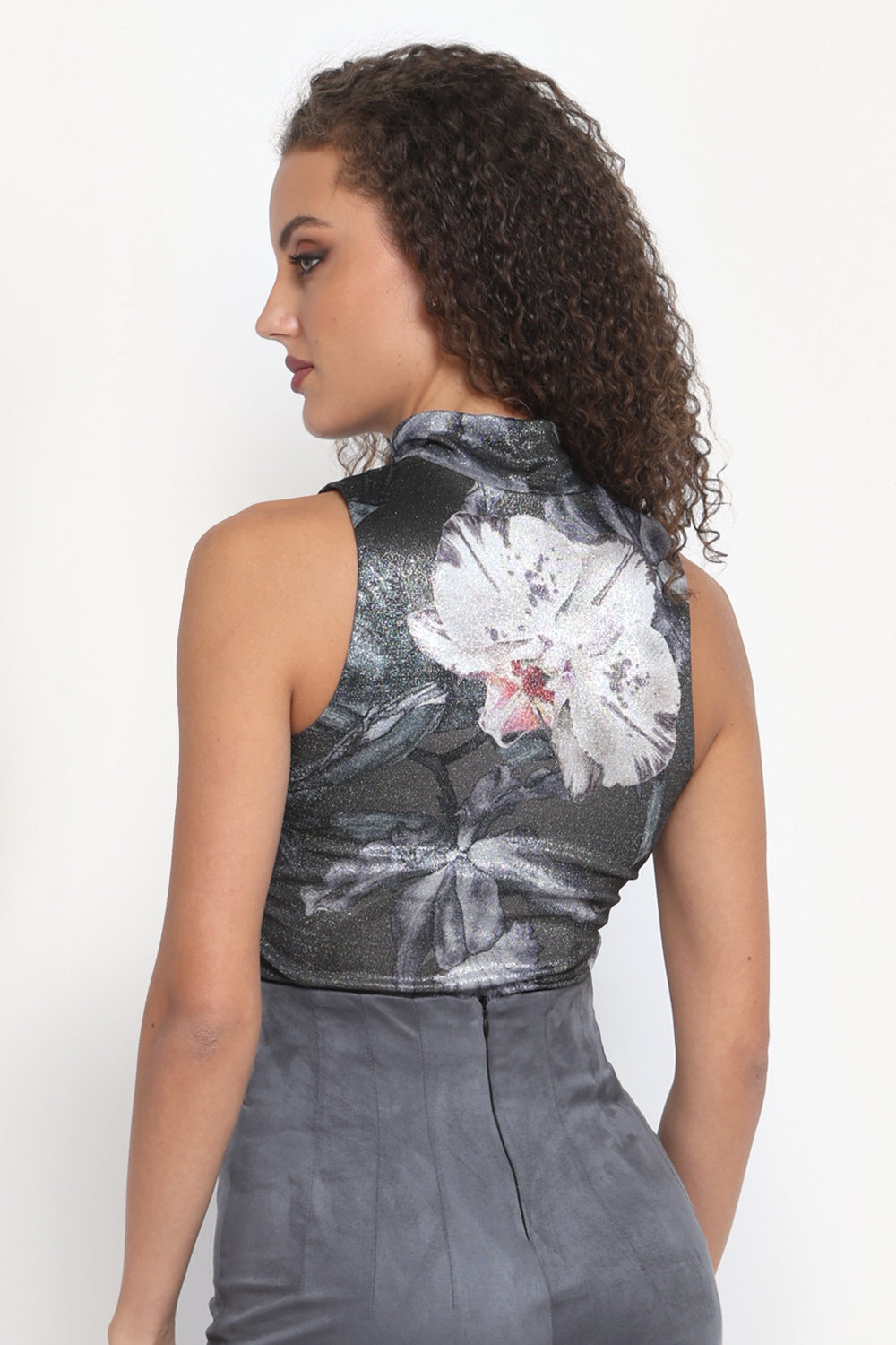 HIGH-NECK LUREX SLEEVELESS TOP - ORCHID ICE JIORO ЛУРЕКС ТОП С ПОЛО ЯКА БЕЗ РЪКАВИ - ORCHID ICE JIORO