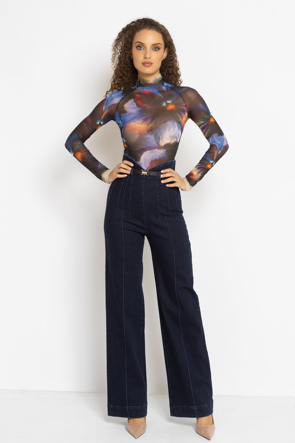 LONG SLEEVE MESH BODYSUIT - VIOLET