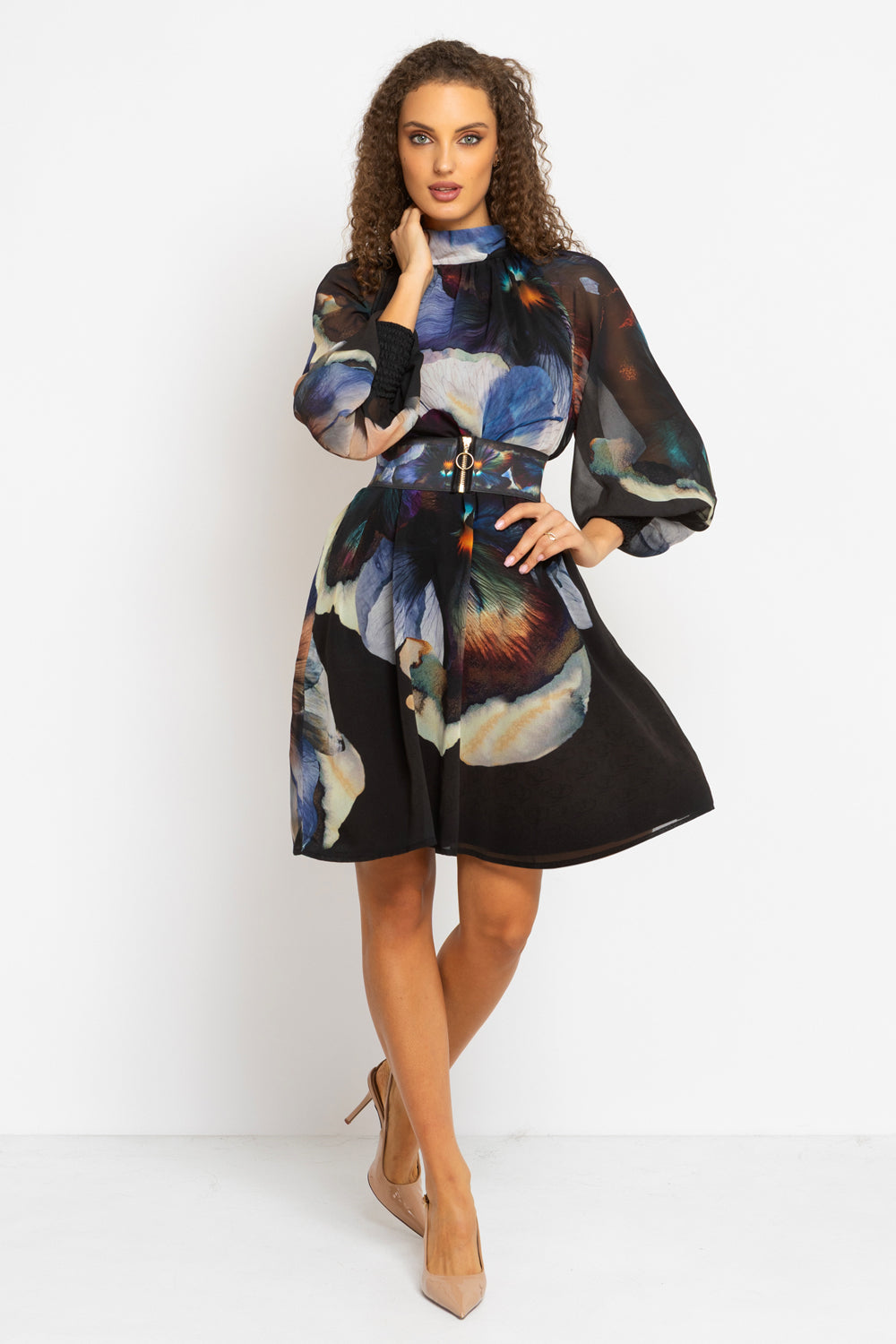 СВОБОДНА РОКЛЯ ОТ ФРЕНСКИ ШИФОН С РЕГЛАН РЪКАВ И ВРЪЗКА НА ГЪРБА - VIOLET