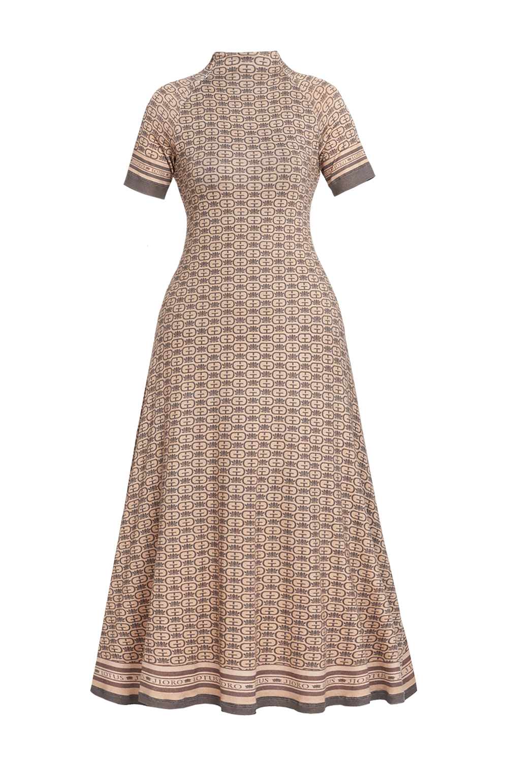 MODAL HIGH-NECK MIDI DRESS - MOCHA MOUSSE LOGO