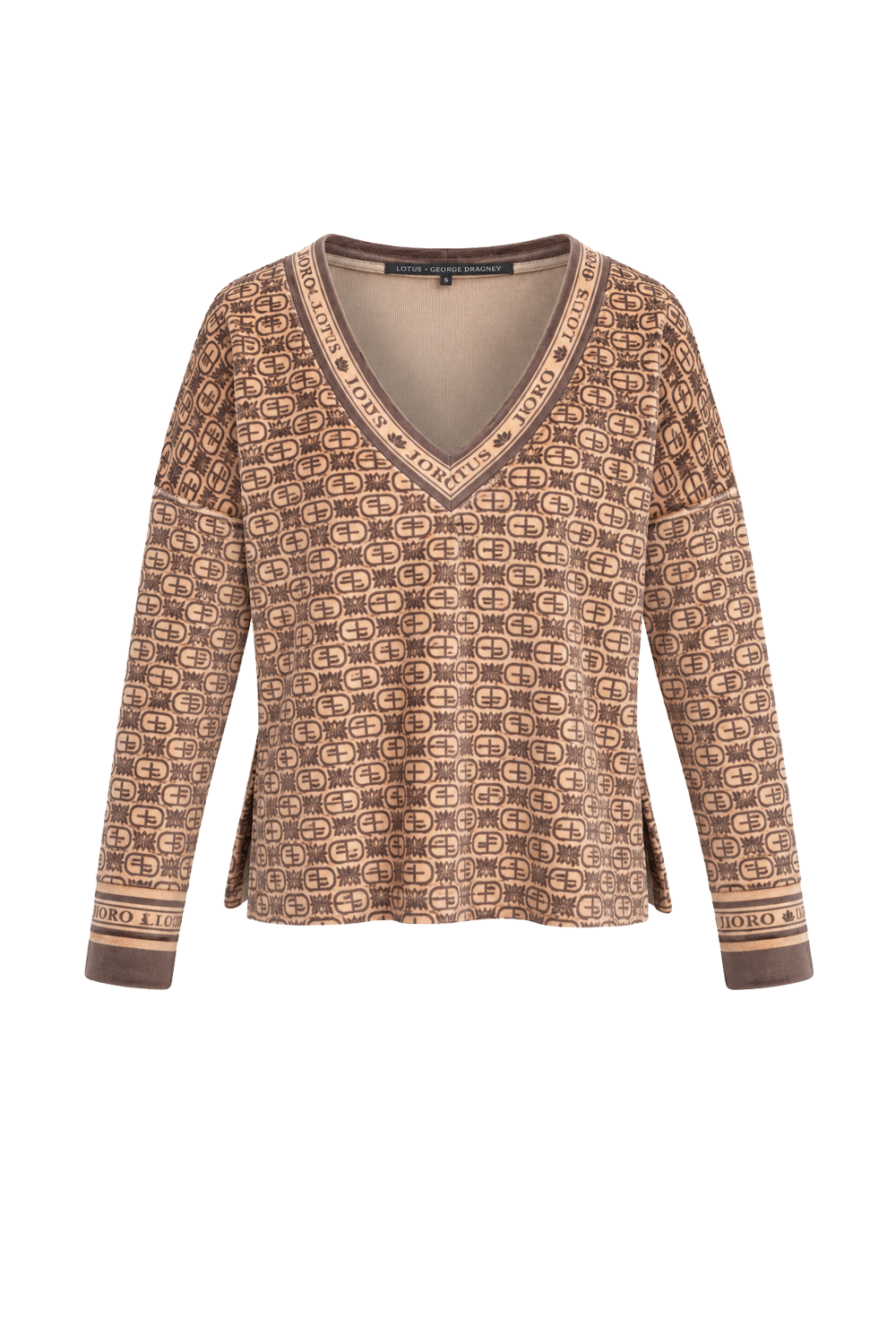 СВОБОДЕН ПЛЮШЕН ТОП С V-ОБРАЗНО ДЕКОЛТЕ - MOCHA MOUSSE LOGO
