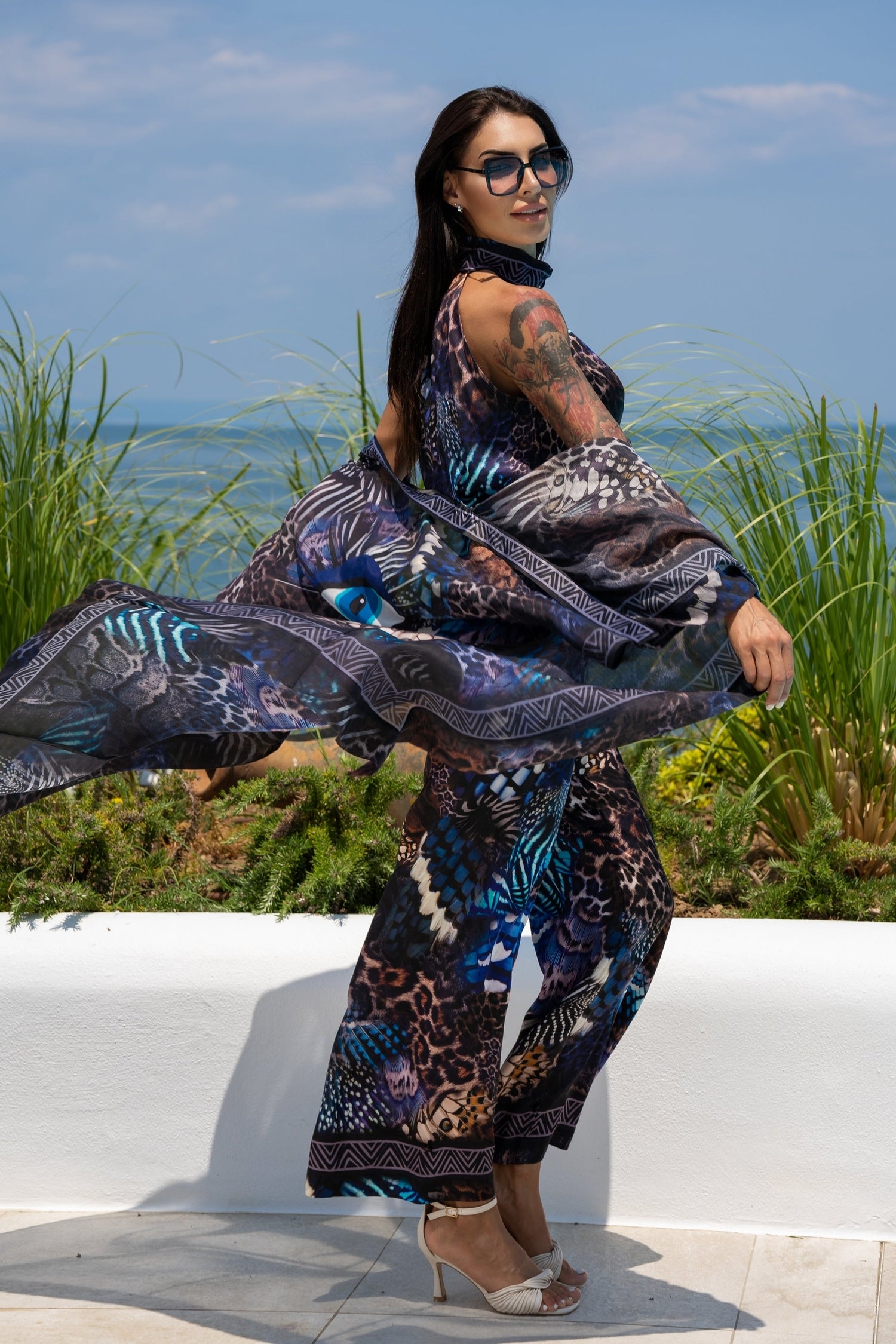 СВОБОДЕН ПАНТАЛОН ОТ ЛЪСКАВА ВИСКОЗА - LEO NEON DARK