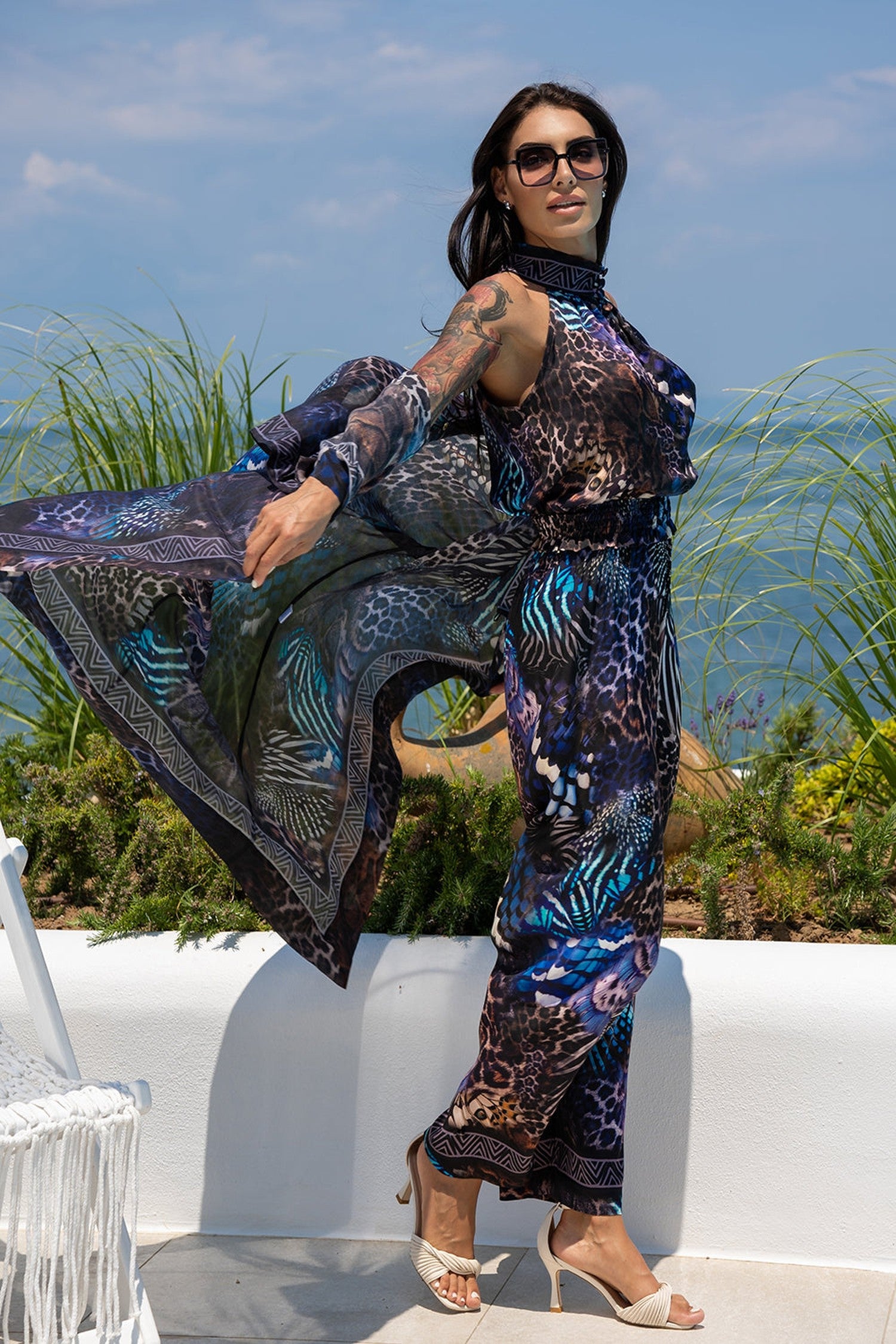 СВОБОДЕН ПАНТАЛОН ОТ ЛЪСКАВА ВИСКОЗА - LEO NEON DARK