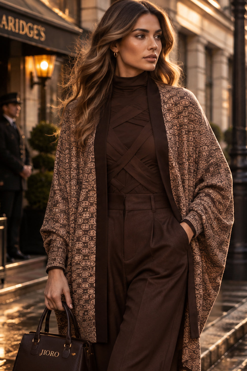 MODAL RELAXED CARDIGAN - MOCHA MOUSSE LOGO
