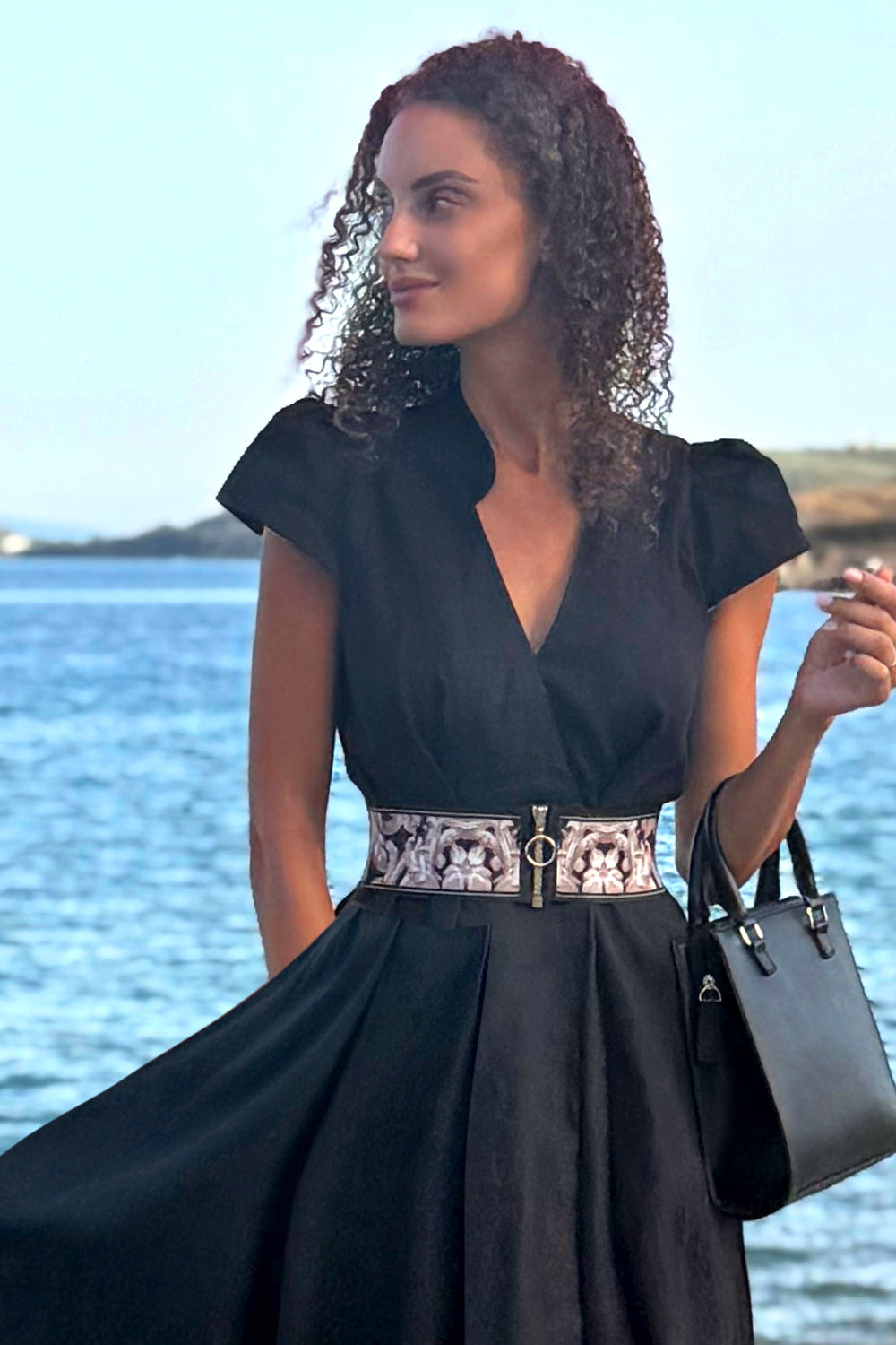 WIDE ELASTIC BELT WITH ZIPPER - BAROQUE PEARL