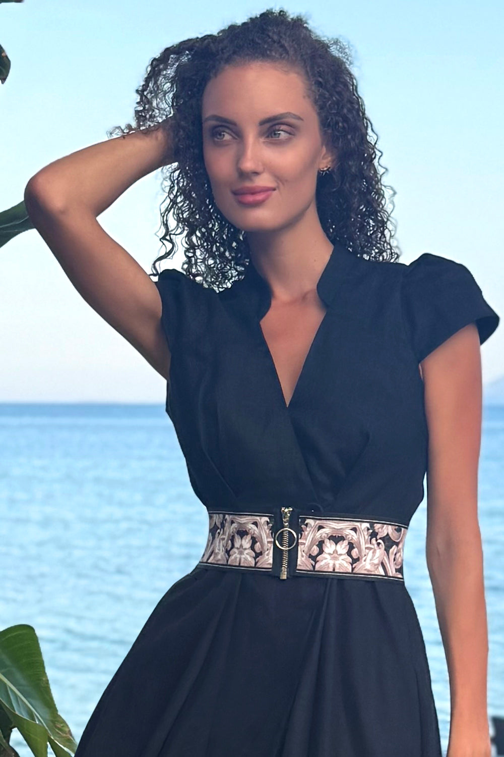 WIDE ELASTIC BELT WITH ZIPPER - BAROQUE PEARL