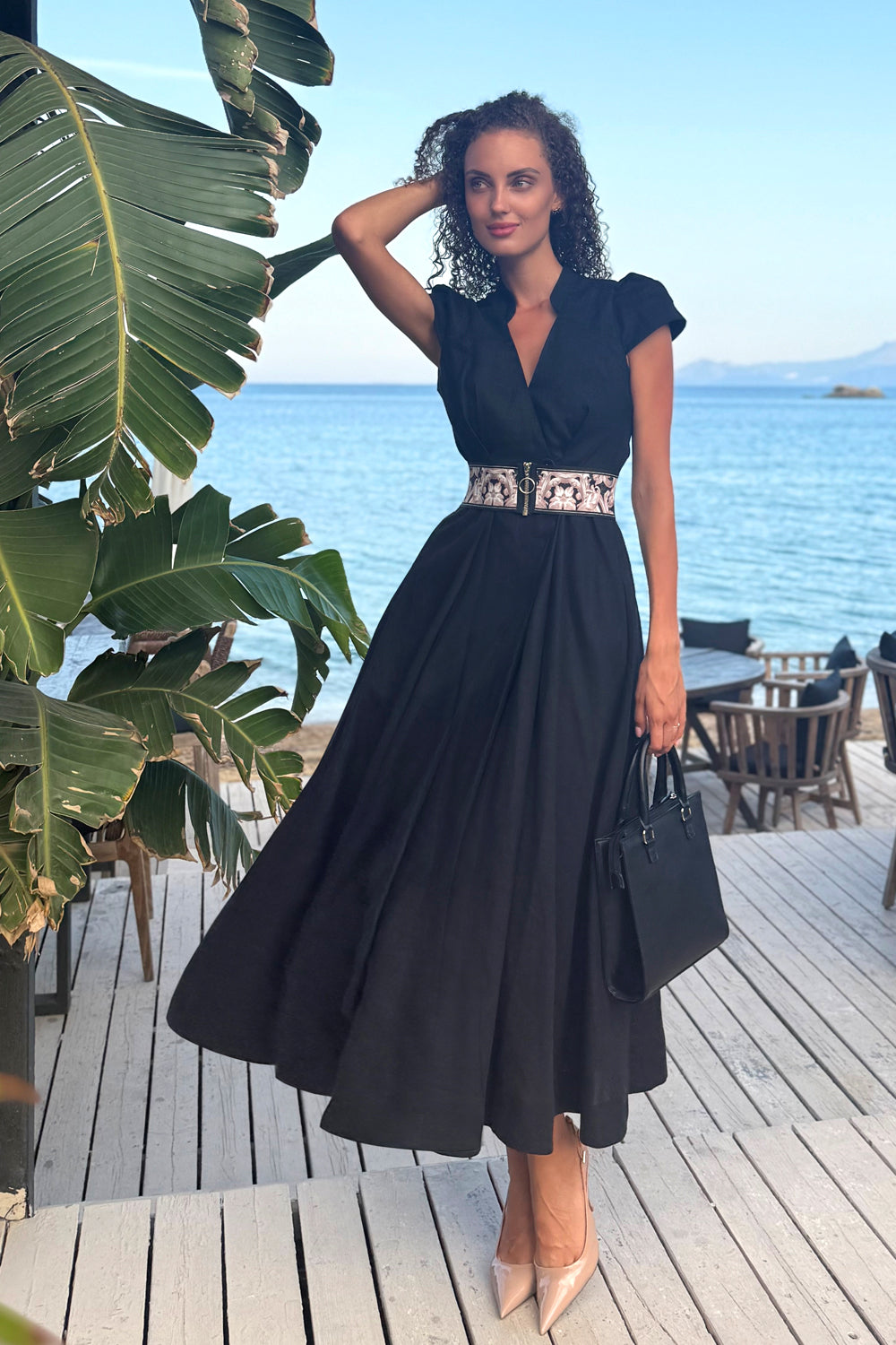 WIDE ELASTIC BELT WITH ZIPPER - BAROQUE PEARL