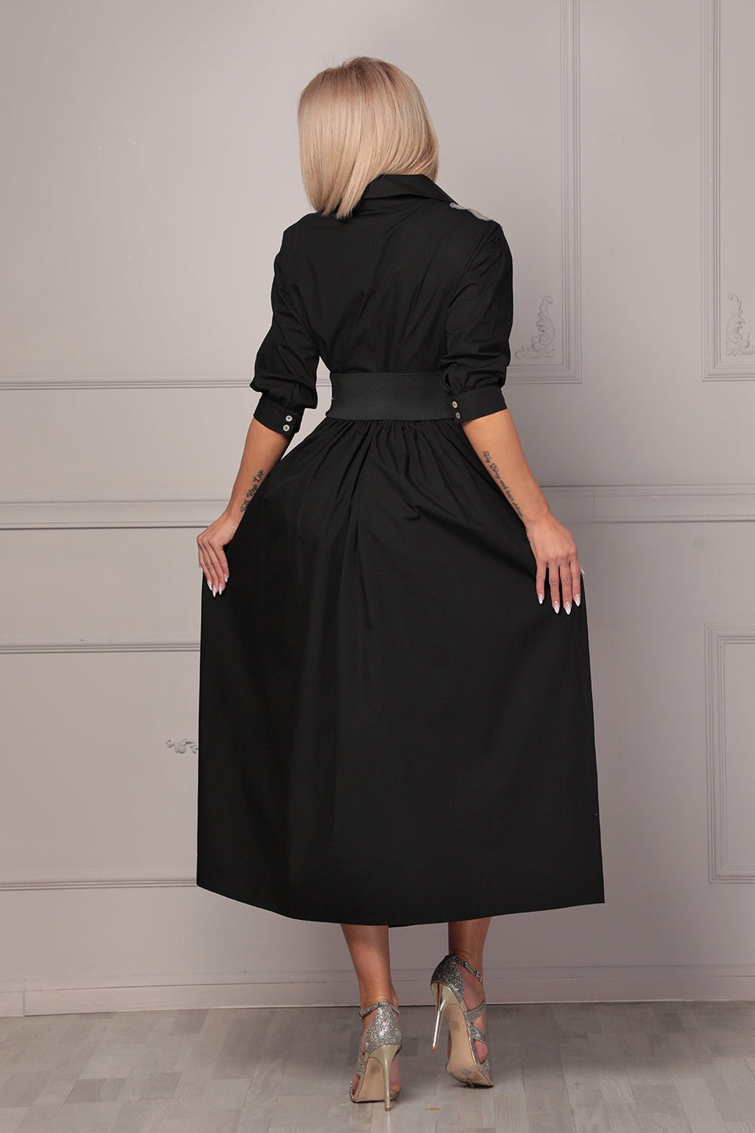 LOOSE POPLIN DRESS WITH BELT - ESSENTIALS