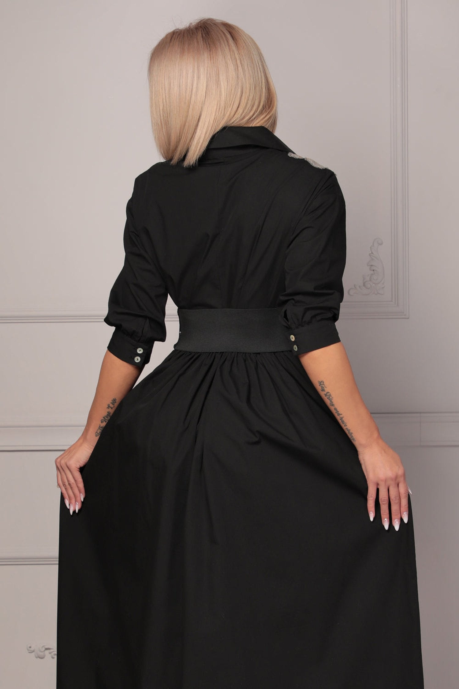 LOOSE POPLIN DRESS WITH BELT - ESSENTIALS