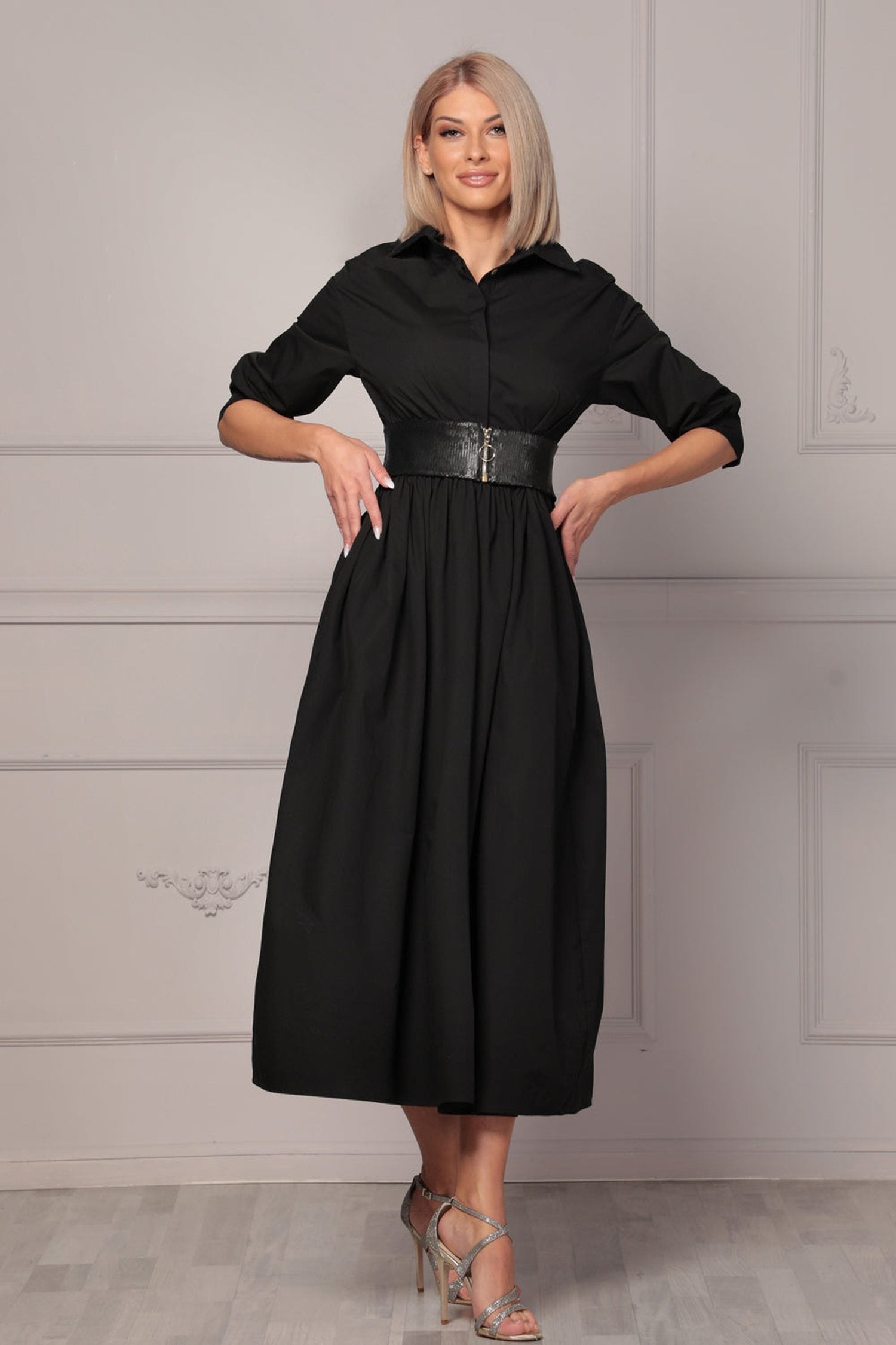 LOOSE POPLIN DRESS WITH BELT - ESSENTIALS