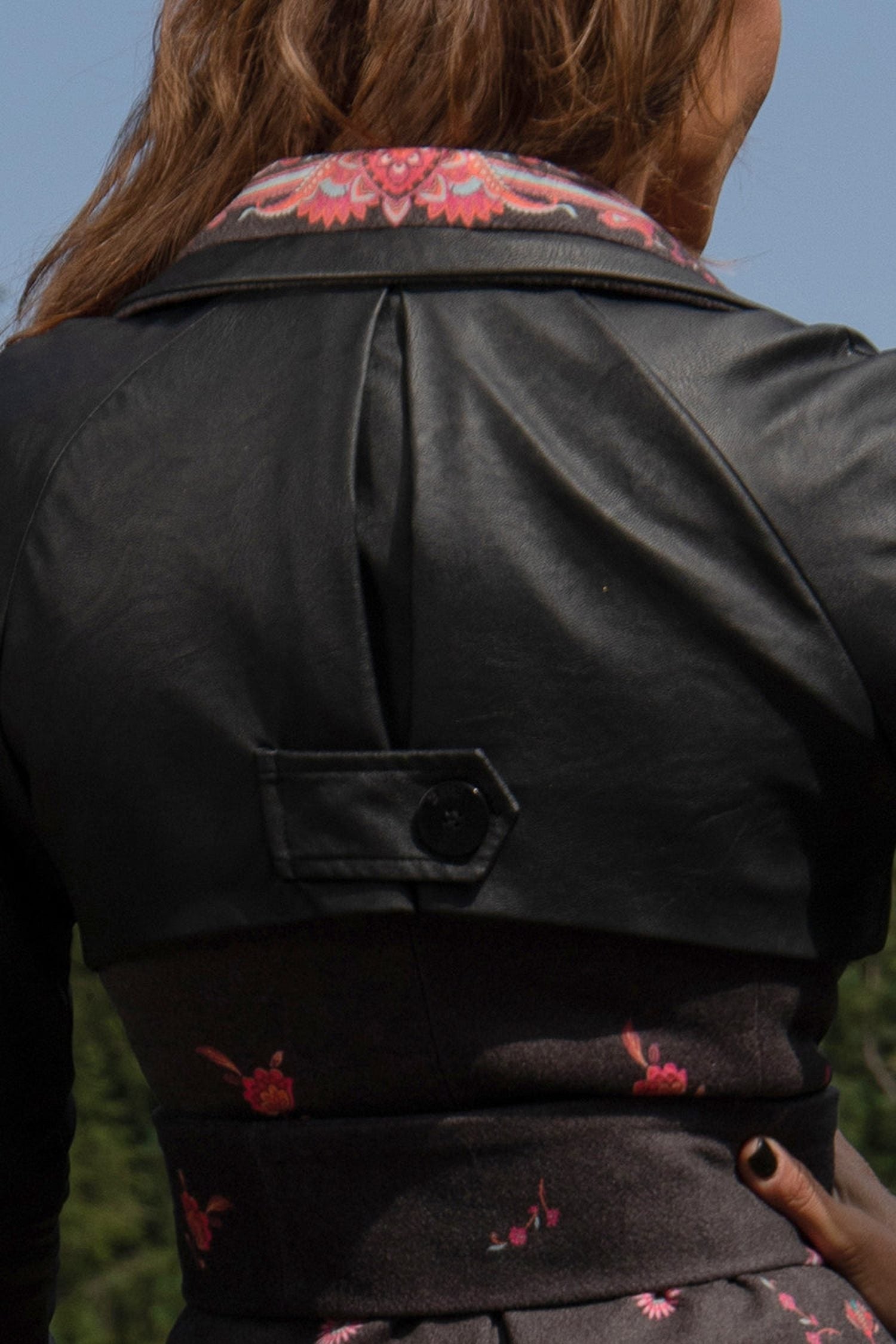 TRENCH COAT WITH LEATHER SLEEVES - FUCHSIA DOTS