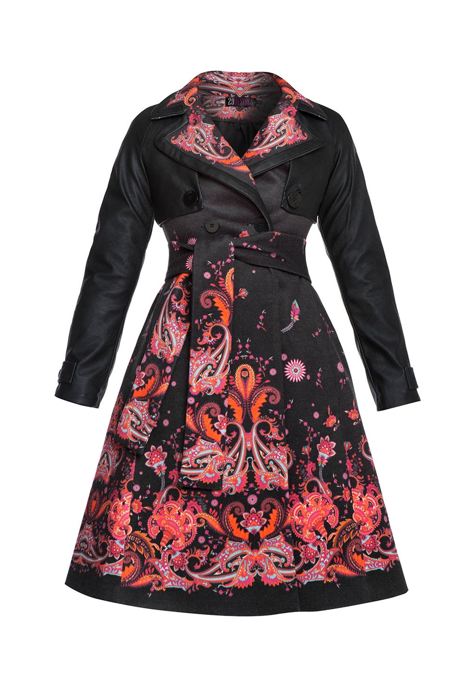 TRENCH COAT WITH LEATHER SLEEVES - FUCHSIA DOTS JIORO Π’Π ΠΠΠ§ ΠΠΠΠ’Π Π‘ ΠΠΠΠΠΠ Π ΠͺΠΠΠΠ - FUCHSIA DOTS