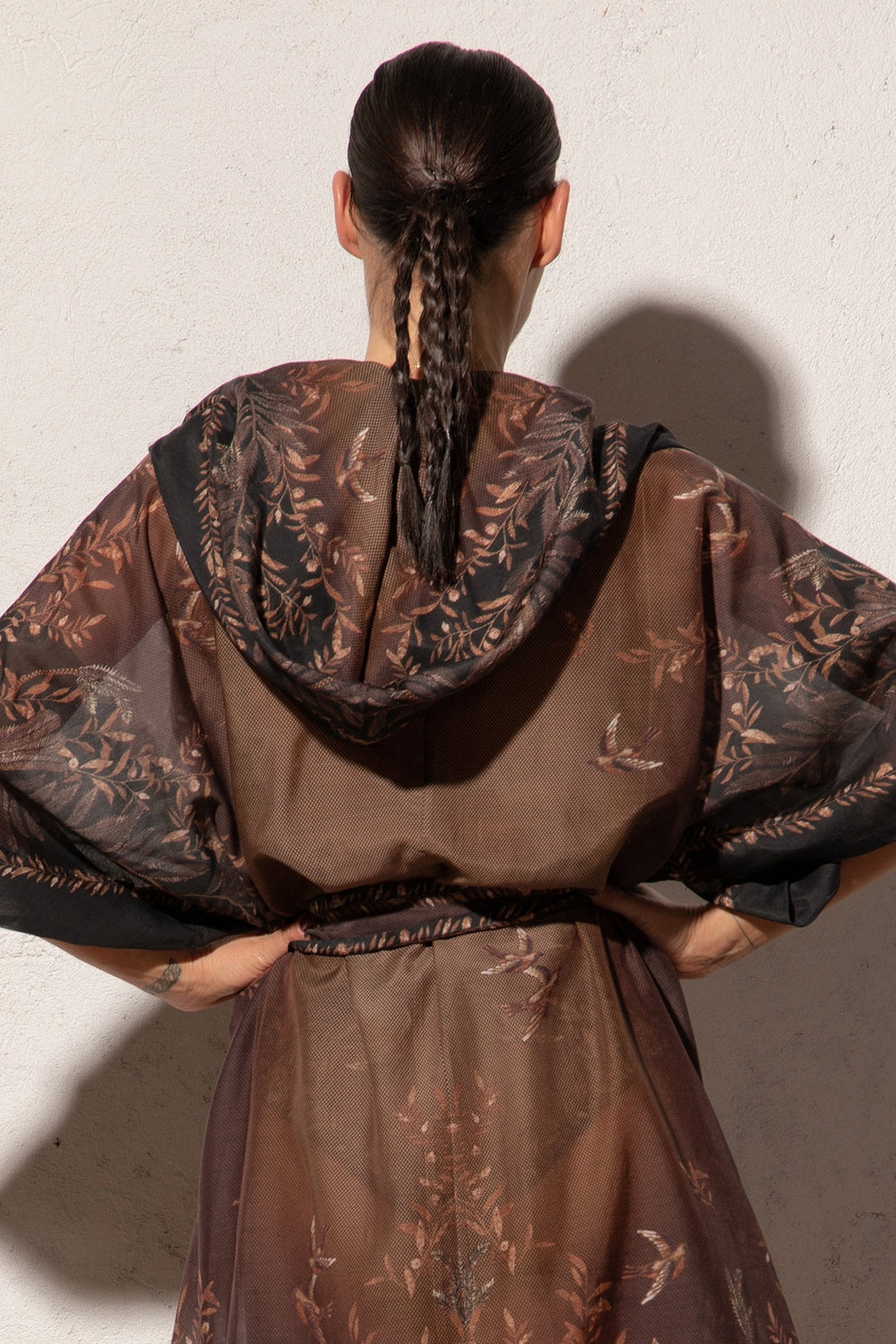 КИМОНО С КАЧУЛКА ОТ КОПРИНА И ПАМУК - SECRET GARDEN
