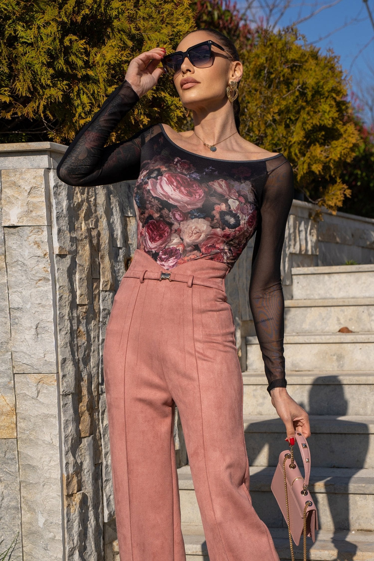 БЛУЗА С РЪКАВИ ОТ МРЕЖА - VINTAGE FLOWERS