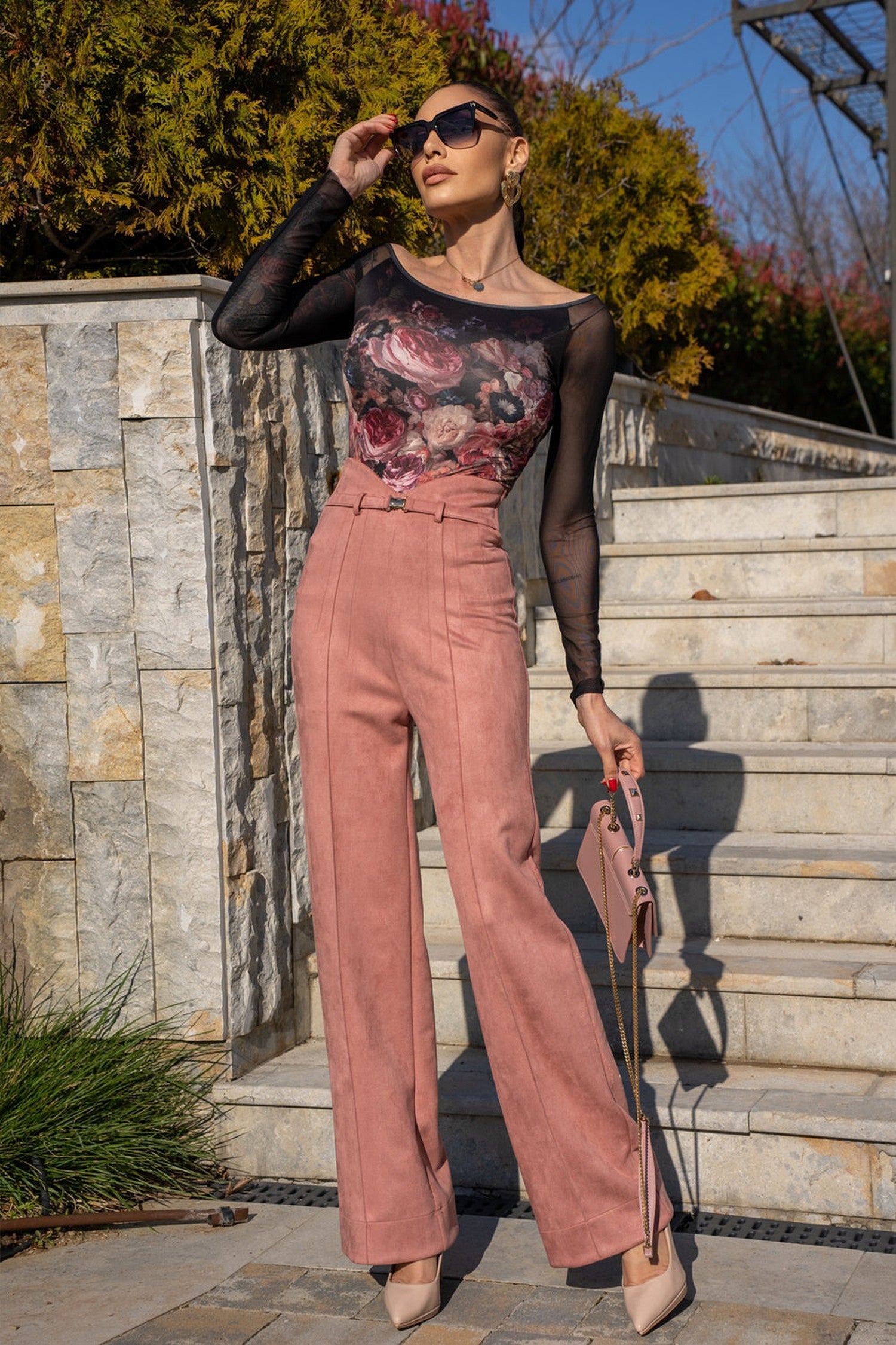 BLOUSE WITH NET SLEEVE - VINTAGE FLOWERS JIORO БЛУЗА С РЪКАВИ ОТ МРЕЖА - VINTAGE FLOWERS JIORO