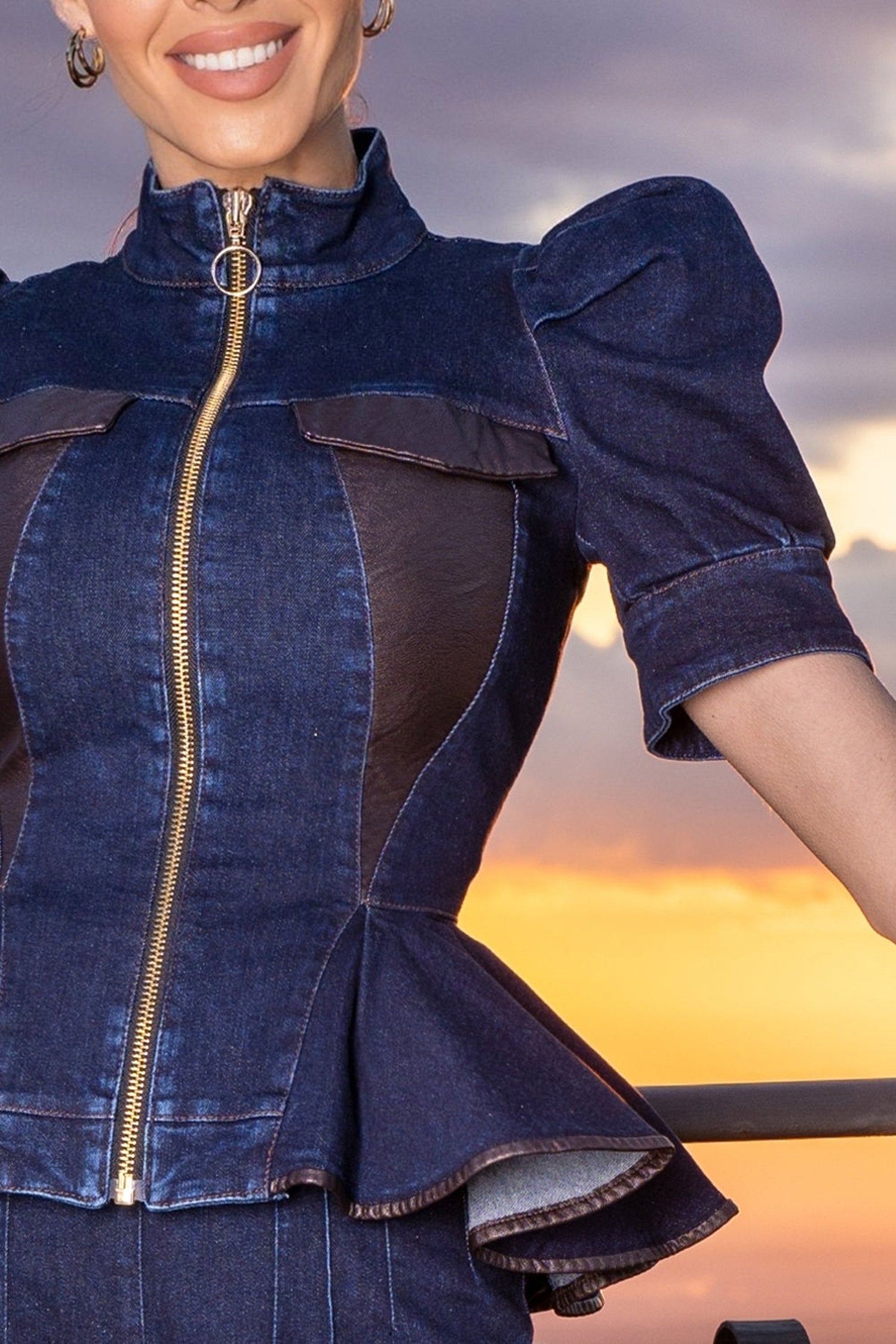 ДЕНИМЕН БЛЕЙЗЕР С БУФАН РЪКАВ - ESSENTIALS