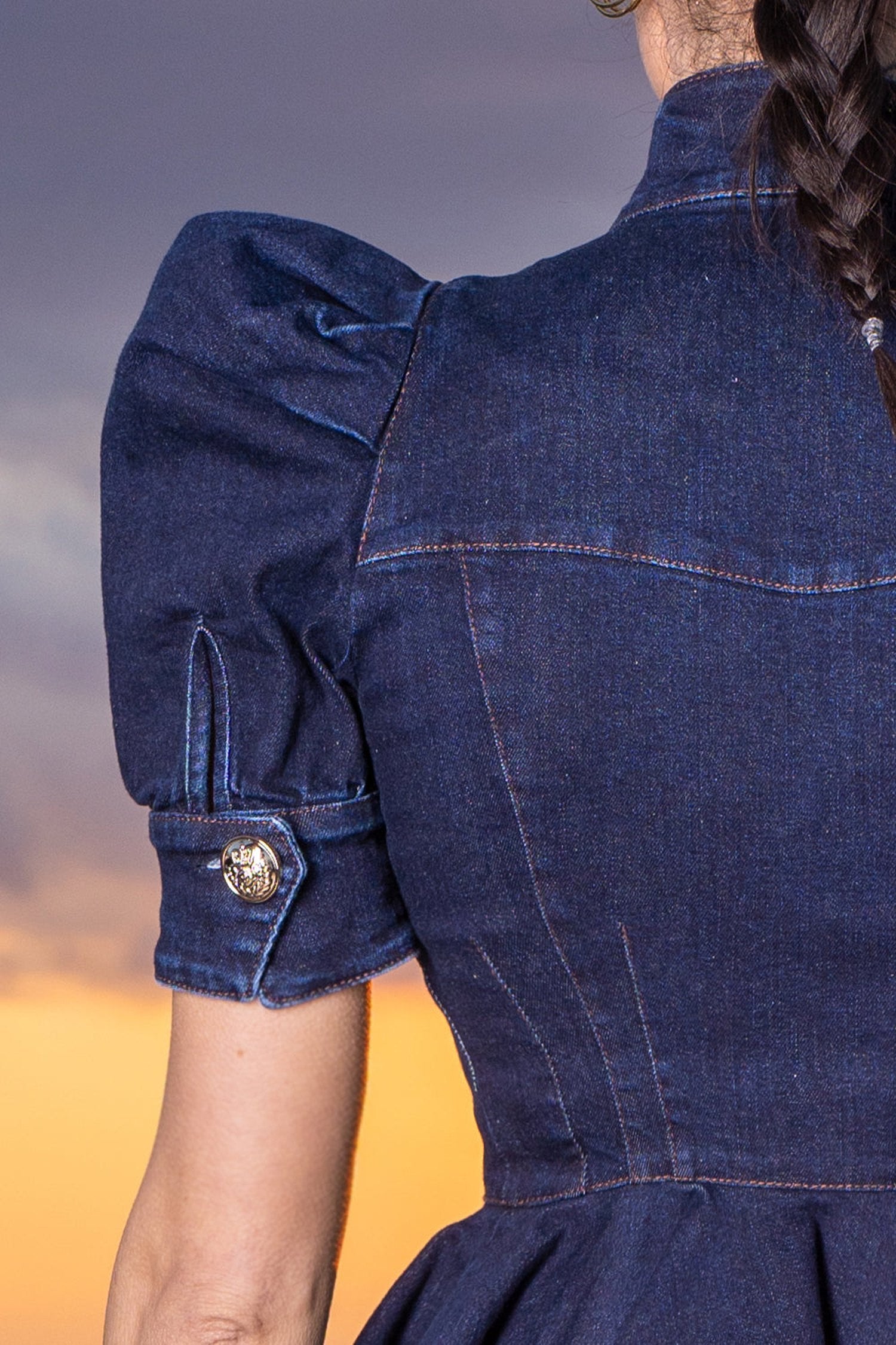 ДЕНИМЕН БЛЕЙЗЕР С БУФАН РЪКАВ - ESSENTIALS