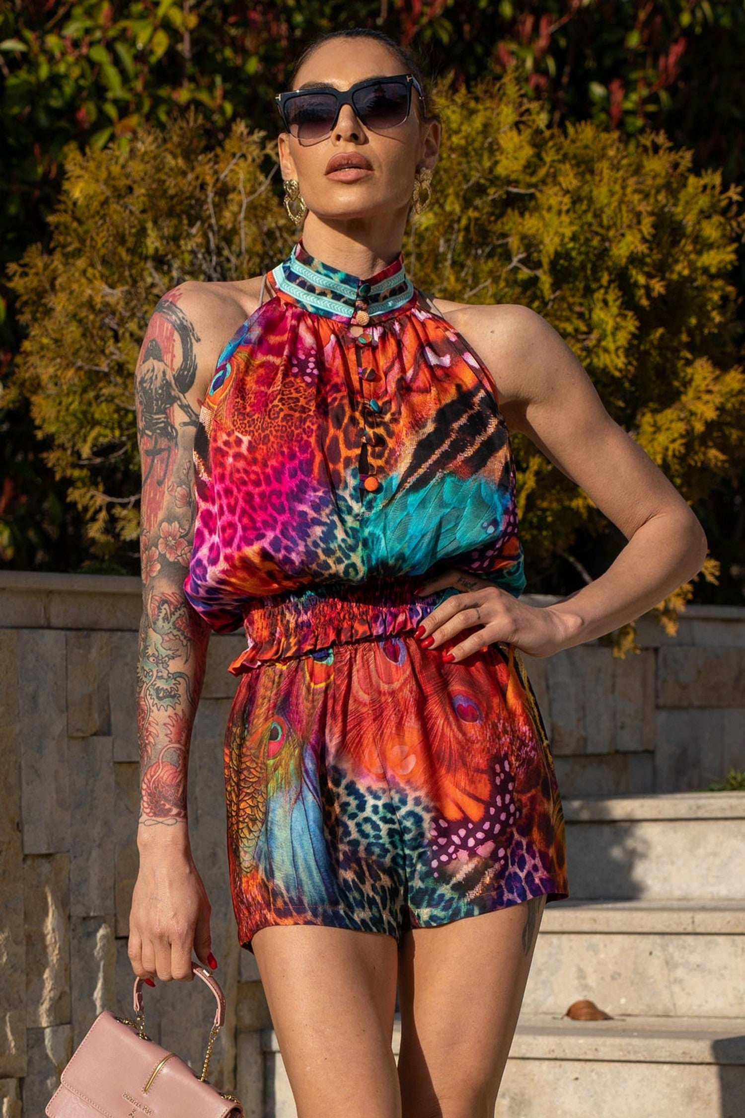 дамски шорти ЛЪСКАВА ВИСКОЗА - Leo neon