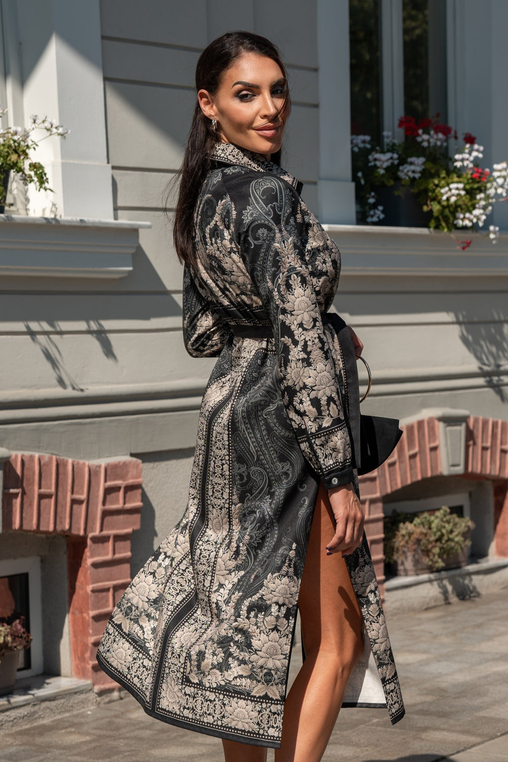 VISCOSE SHIRT DRESS WITH REMOVABLE BELT - FROZEN LOTUS JIORO РИЗО-РОКЛЯ ОТ ВИСКОЗА С ПОДВИЖЕН КОЛАН - FROZEN LOTUS JIORO