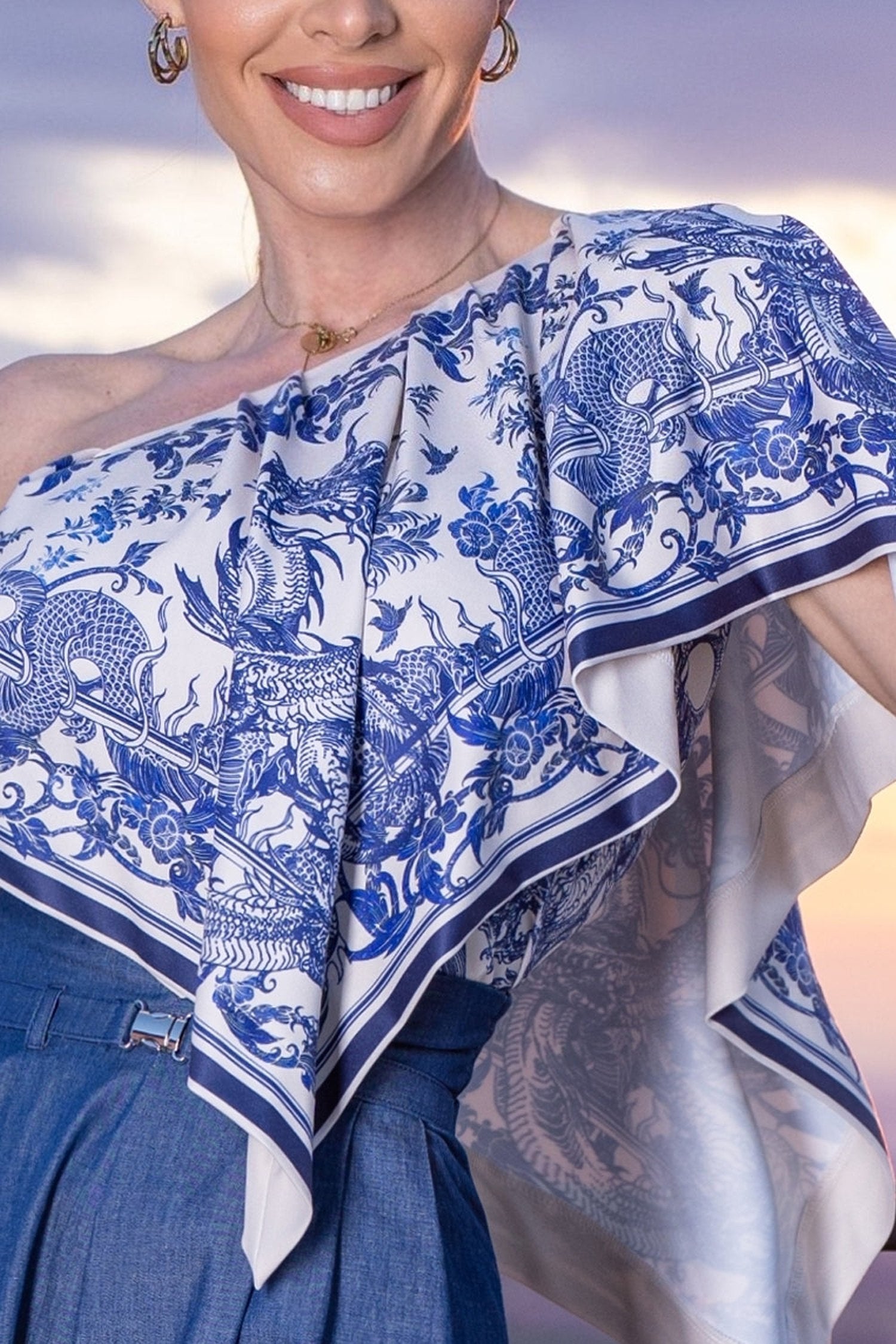 ELEGANT TOP WITH BARE SHOULDER - ASIA SKY